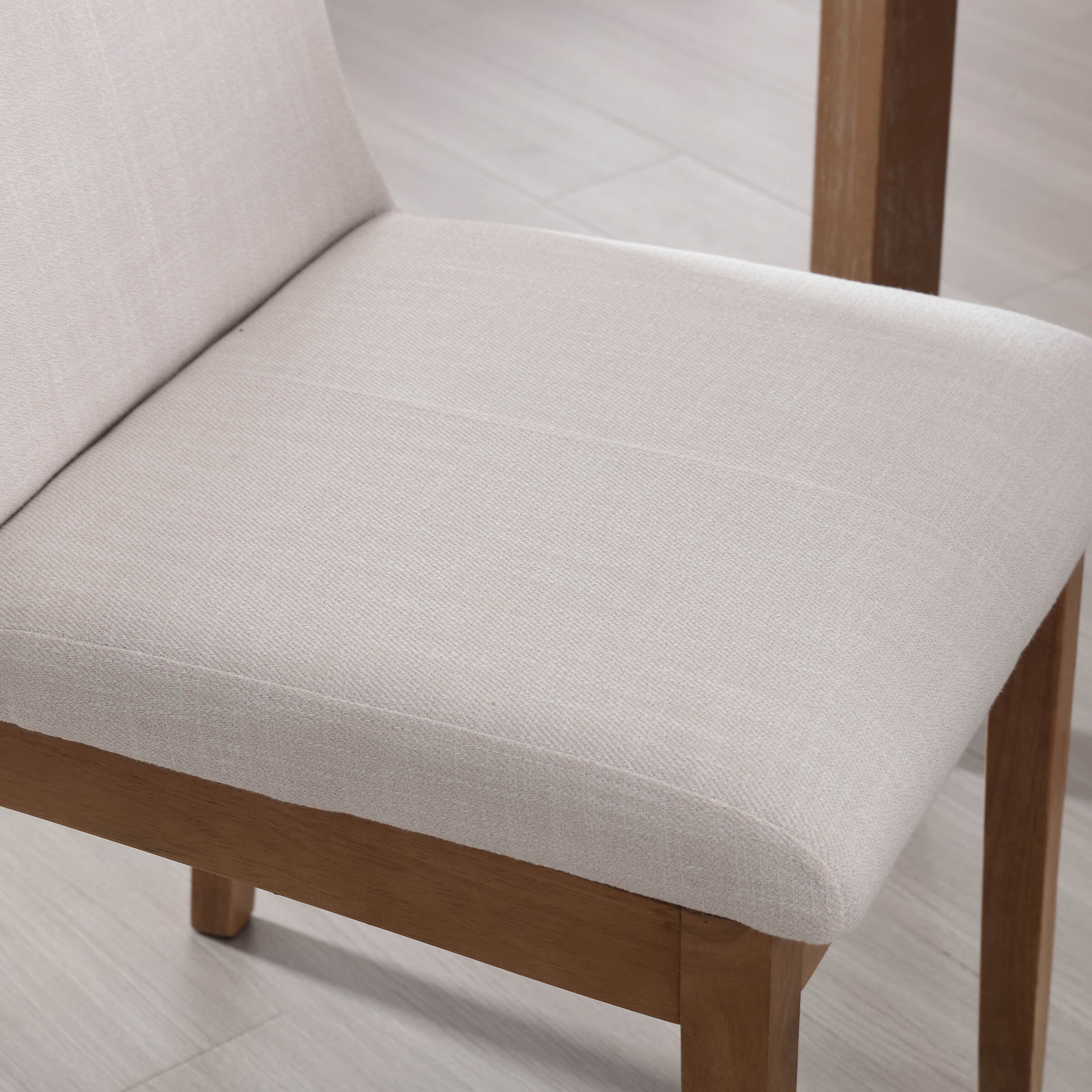 Mid-century Upholstered Linen Dining Chairs Set of 2 - 1950 - Image 5