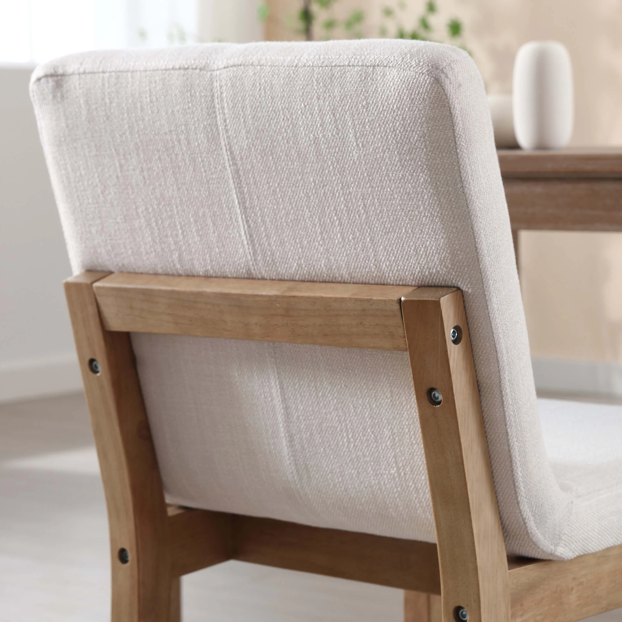 Mid-century Upholstered Linen Dining Chairs Set of 2 - 1950 - Image 6