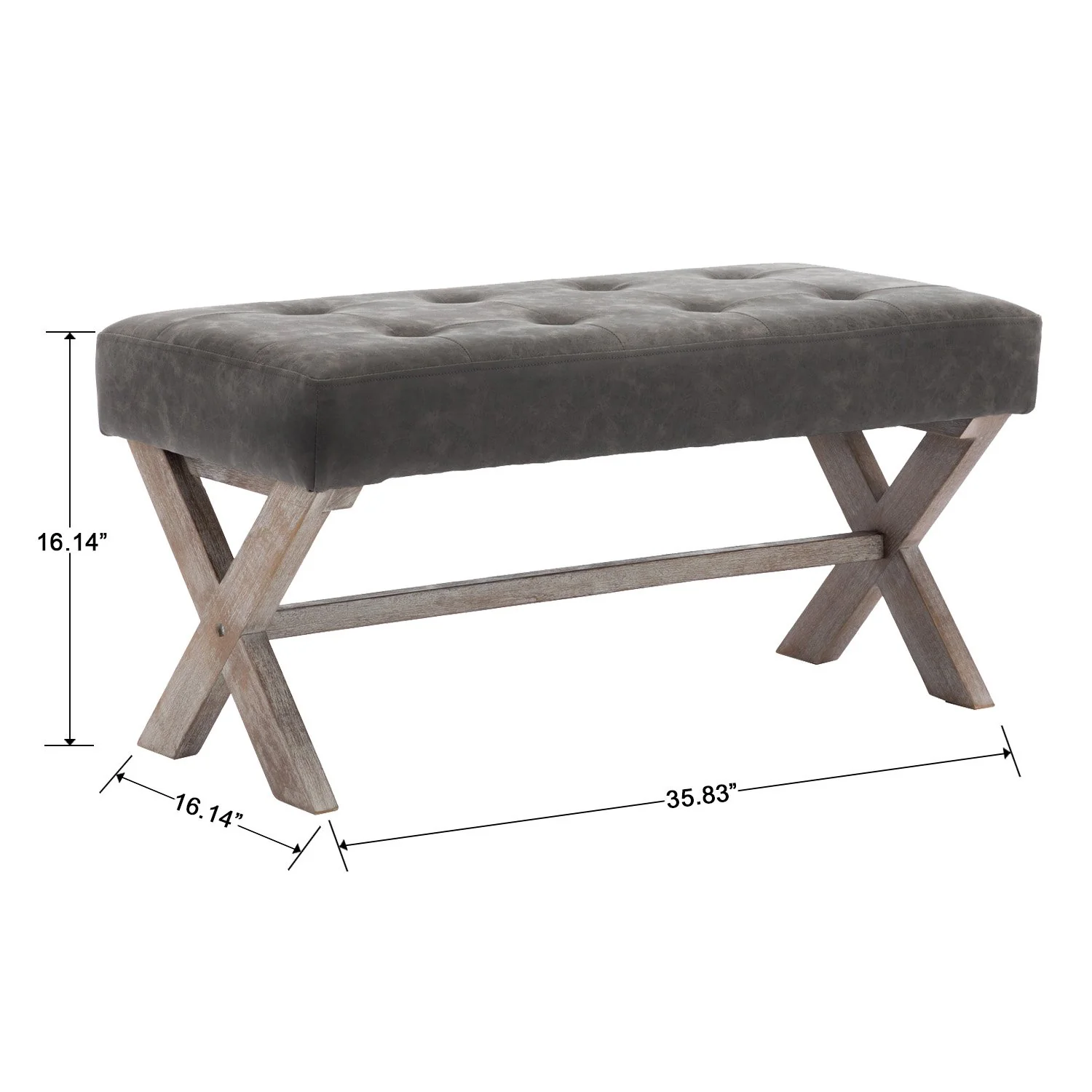 PU Upholstered Textured Gray Entryway Bench - 7868 - Image 10