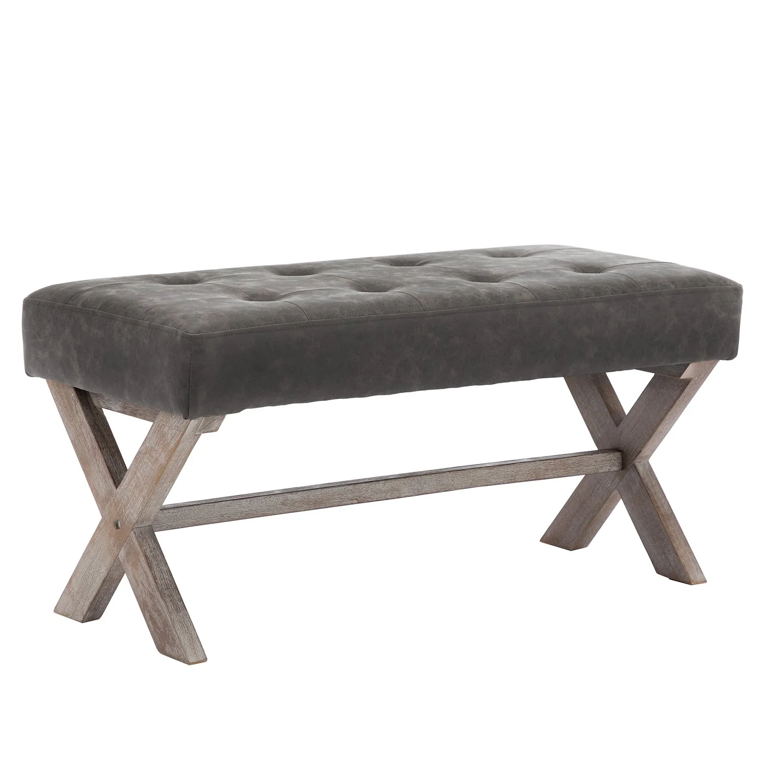 PU Upholstered Textured Gray Entryway Bench - 7868 - Image 4