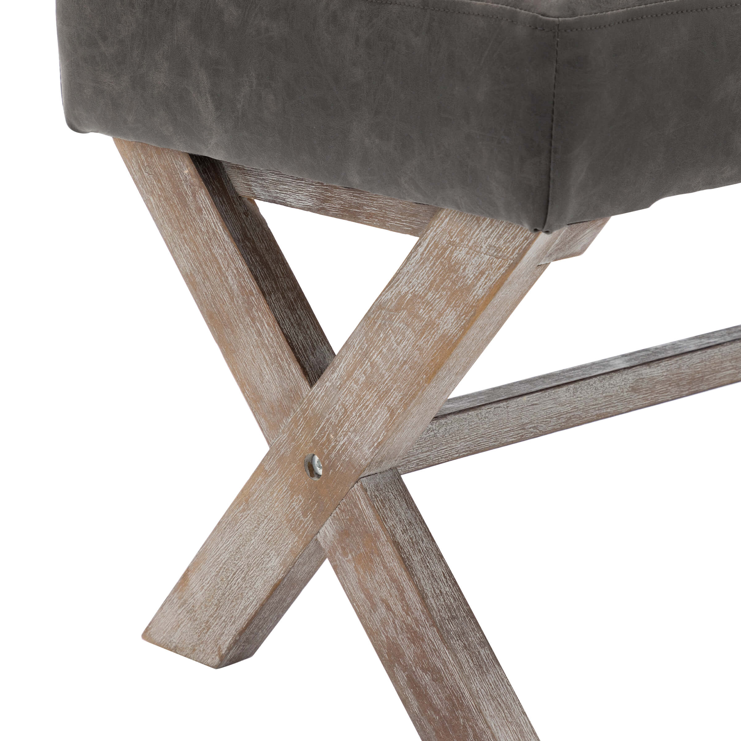 PU Upholstered Textured Gray Entryway Bench - 7868 - Image 7