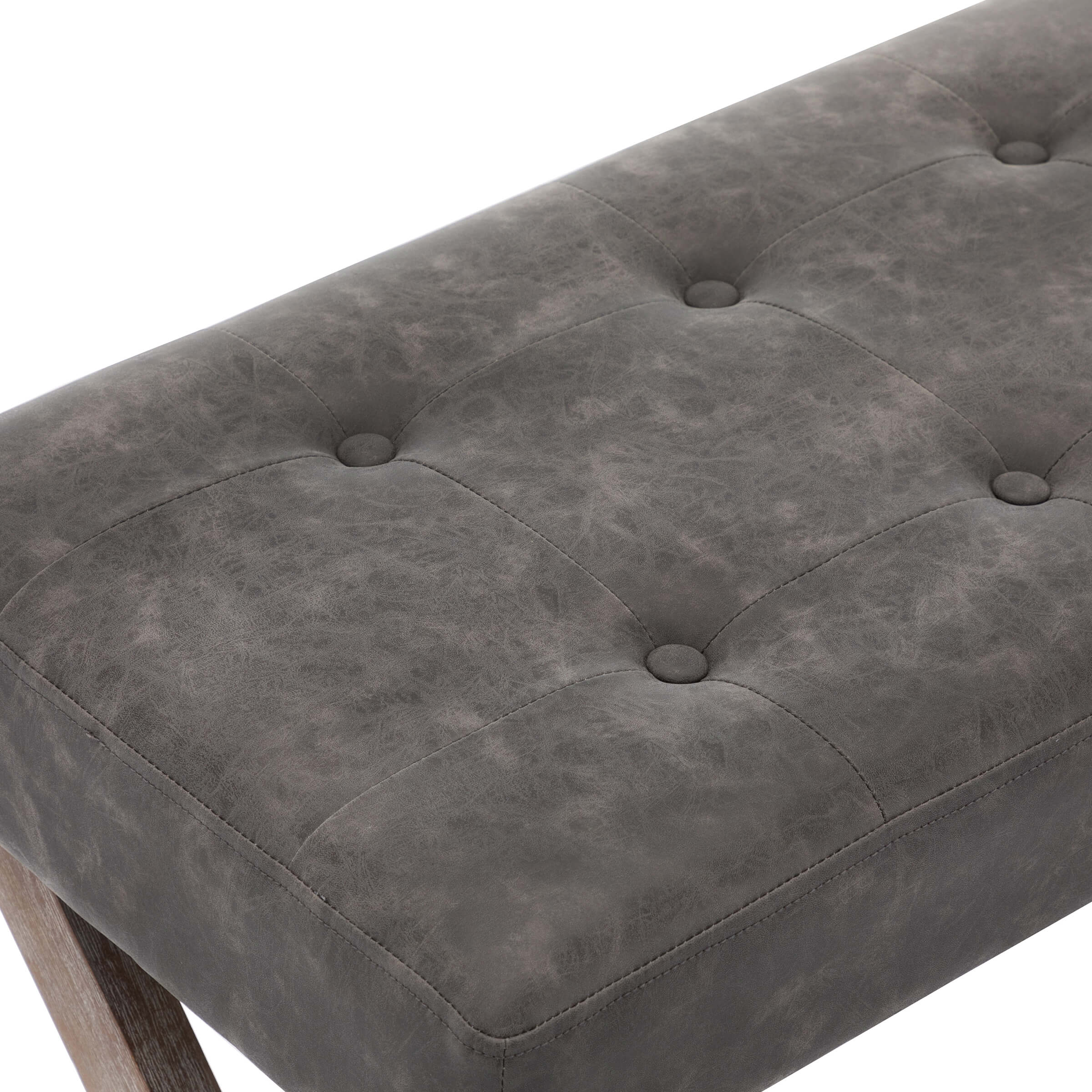 PU Upholstered Textured Gray Entryway Bench - 7868 - Image 8