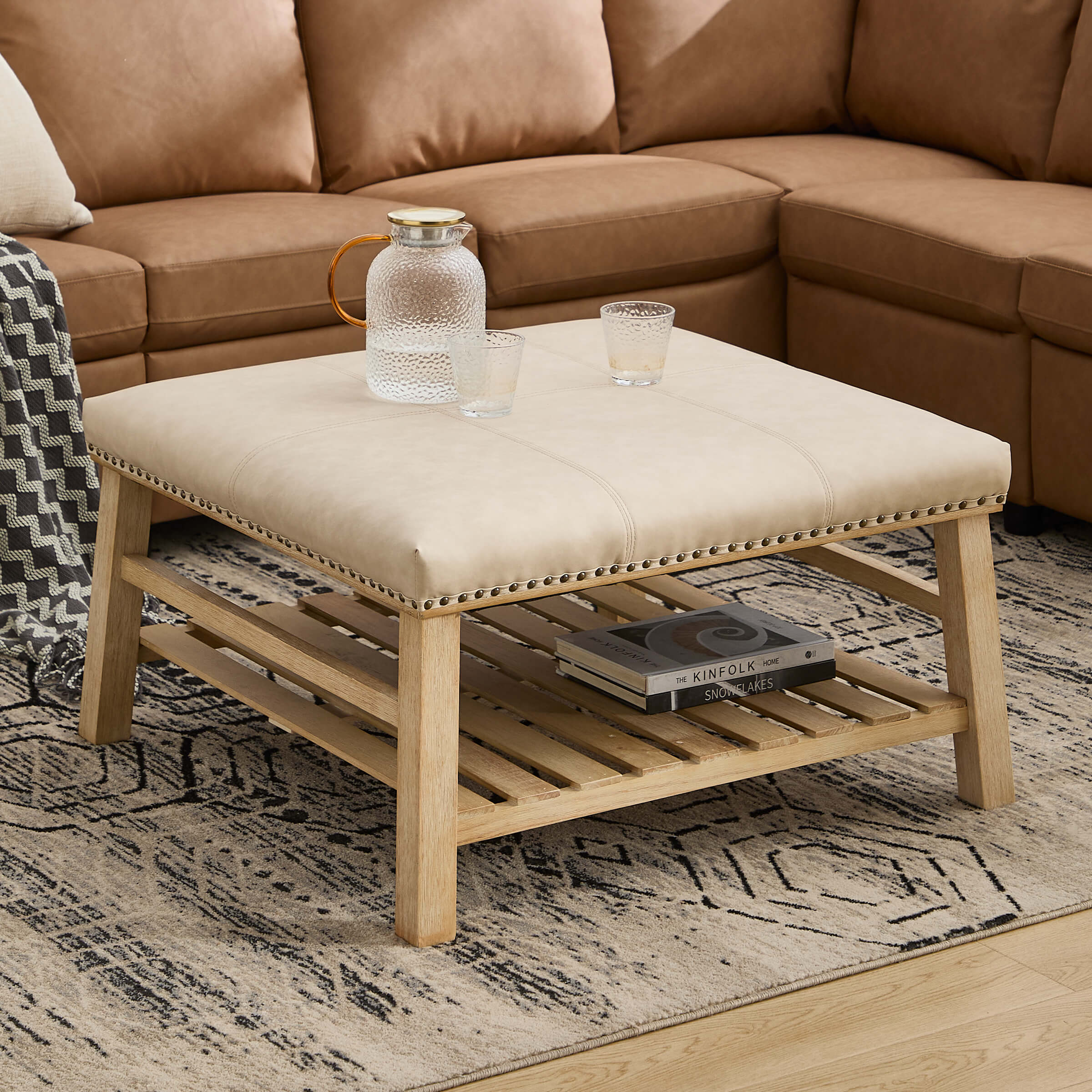 Rivet-Trimmed Storage Coffee Table - 2204CT - Image 7
