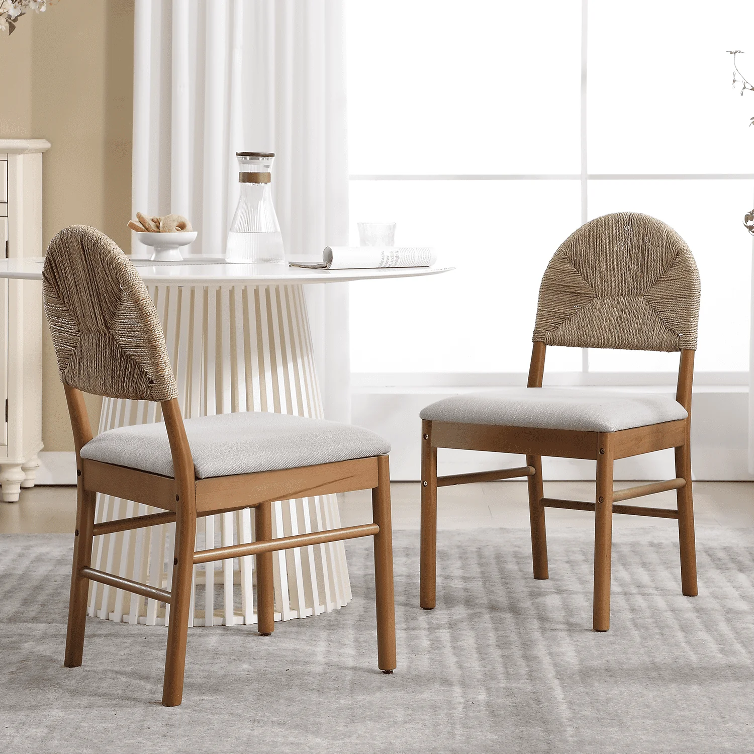 Semicircular Rattan Backrest Dining Chairs Set of 2 - 2402DC - Image 10