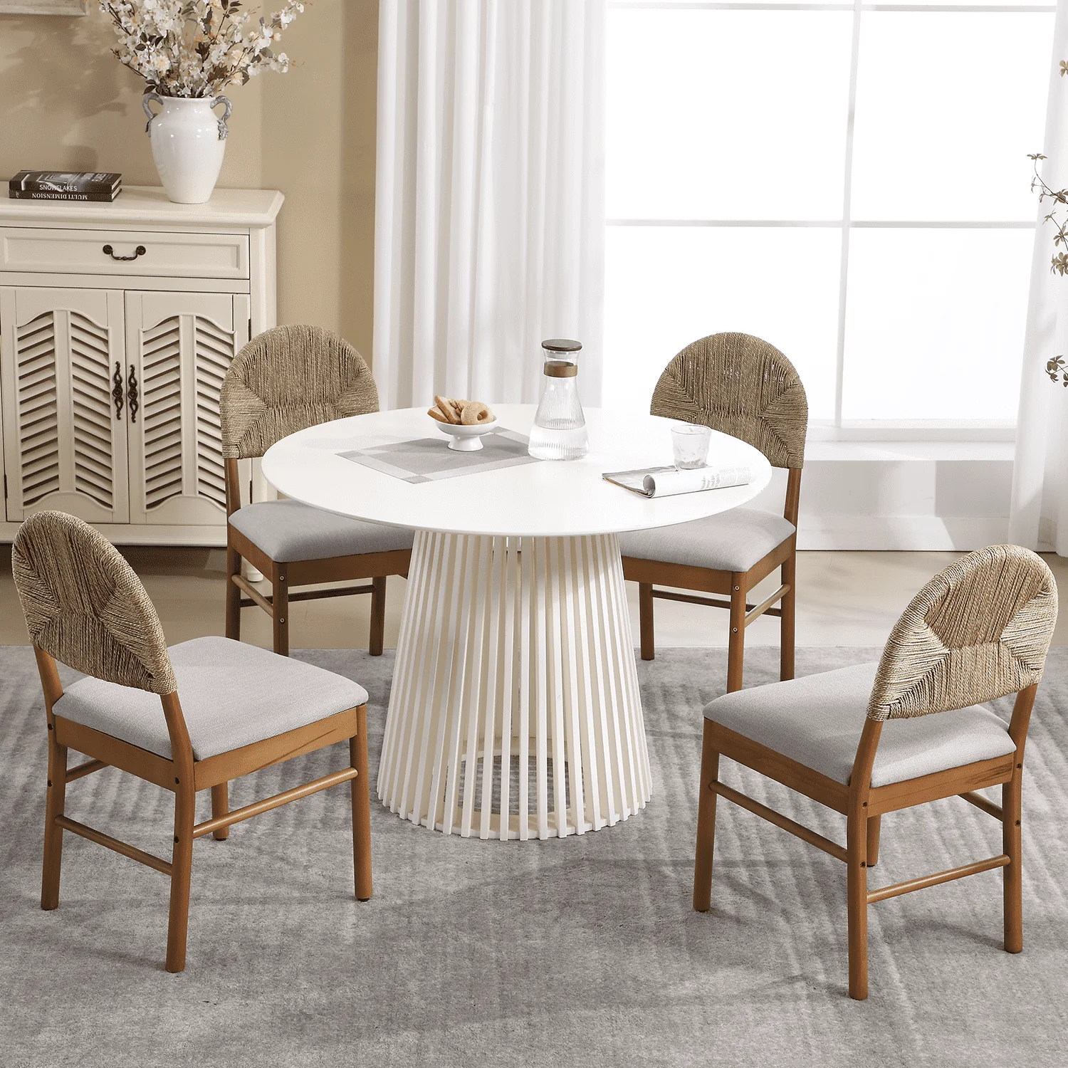 Semicircular Rattan Backrest Dining Chairs Set of 2 - 2402DC - Image 12