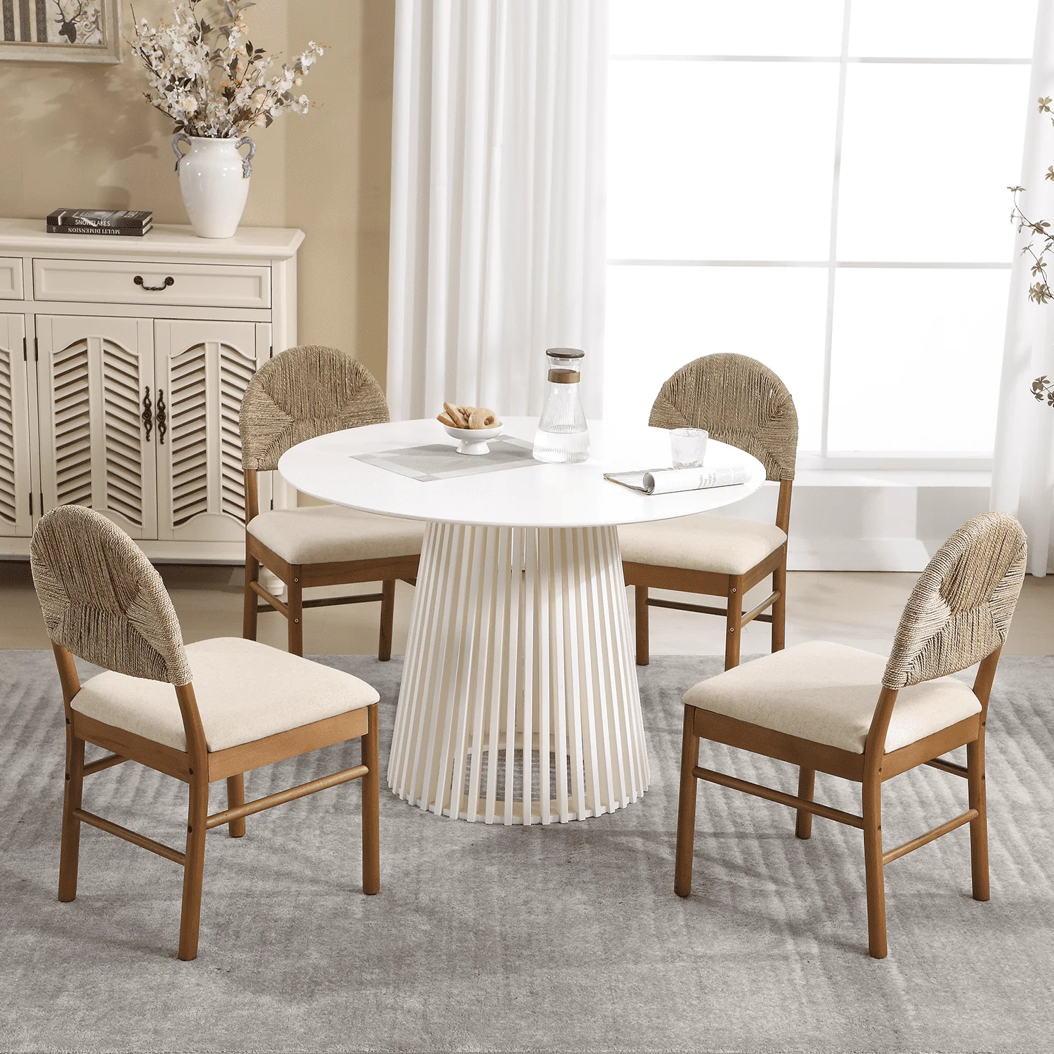 Semicircular Rattan Backrest Dining Chairs Set of 2 - 2402DC - Image 4
