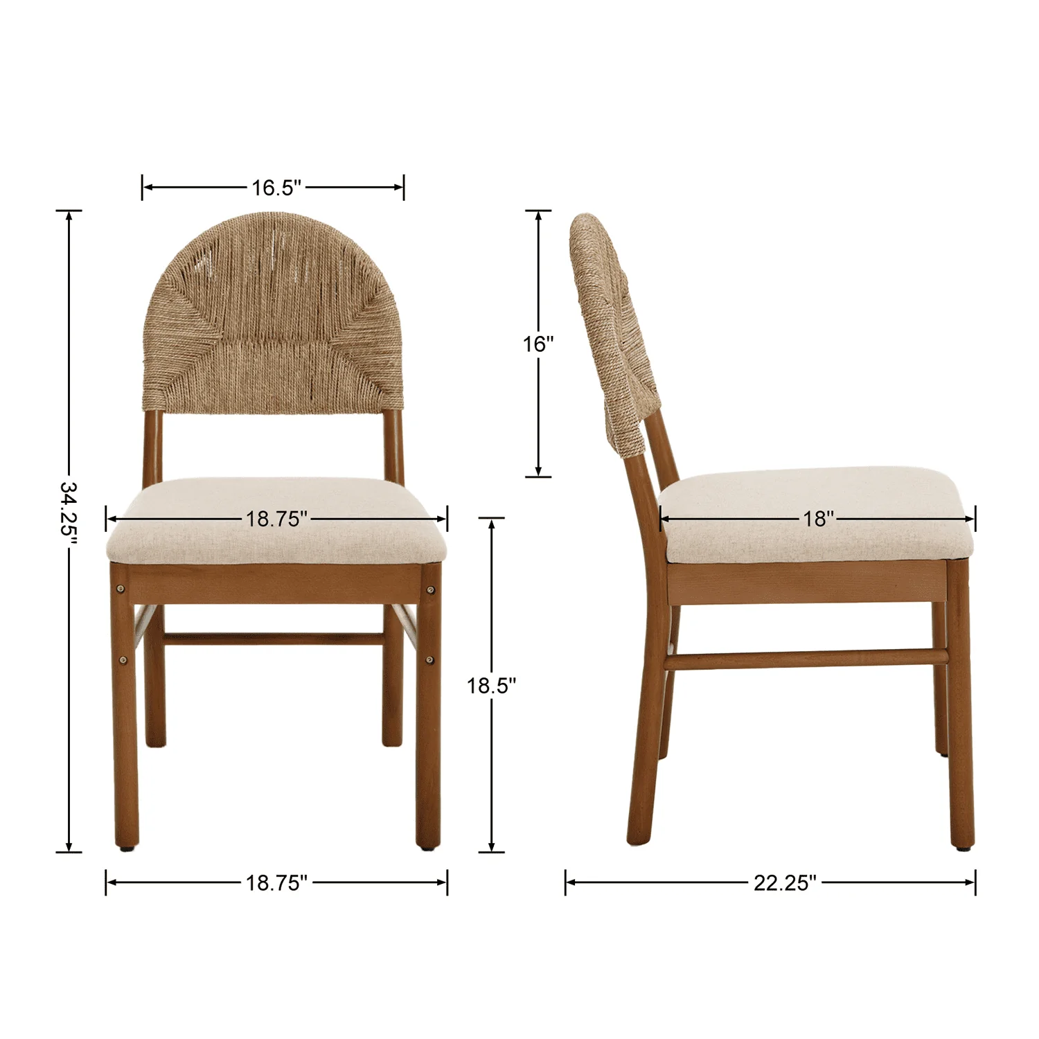 Semicircular Rattan Backrest Dining Chairs Set of 2 - 2402DC - Image 8
