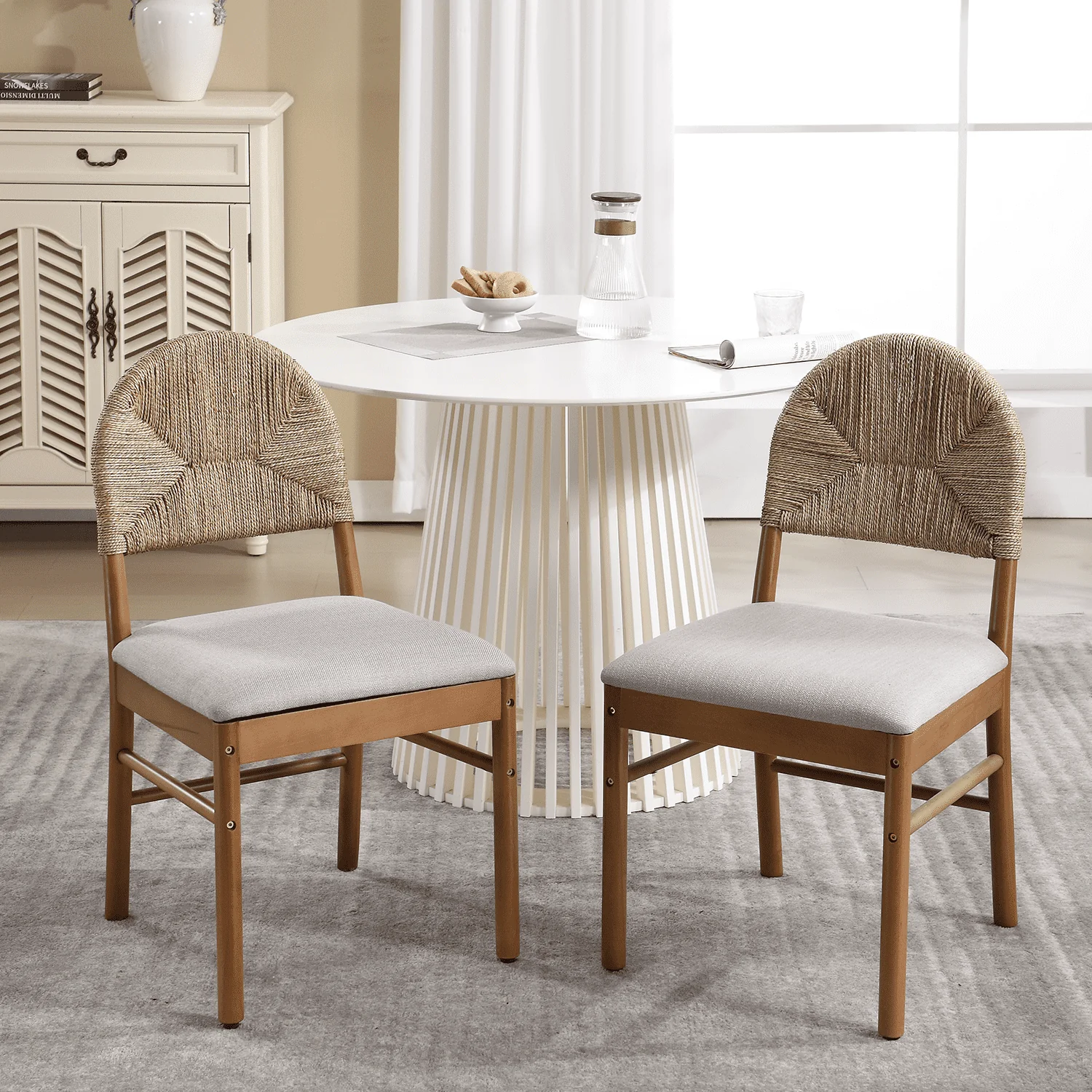 Semicircular Rattan Backrest Dining Chairs Set of 2 - 2402DC - Image 9