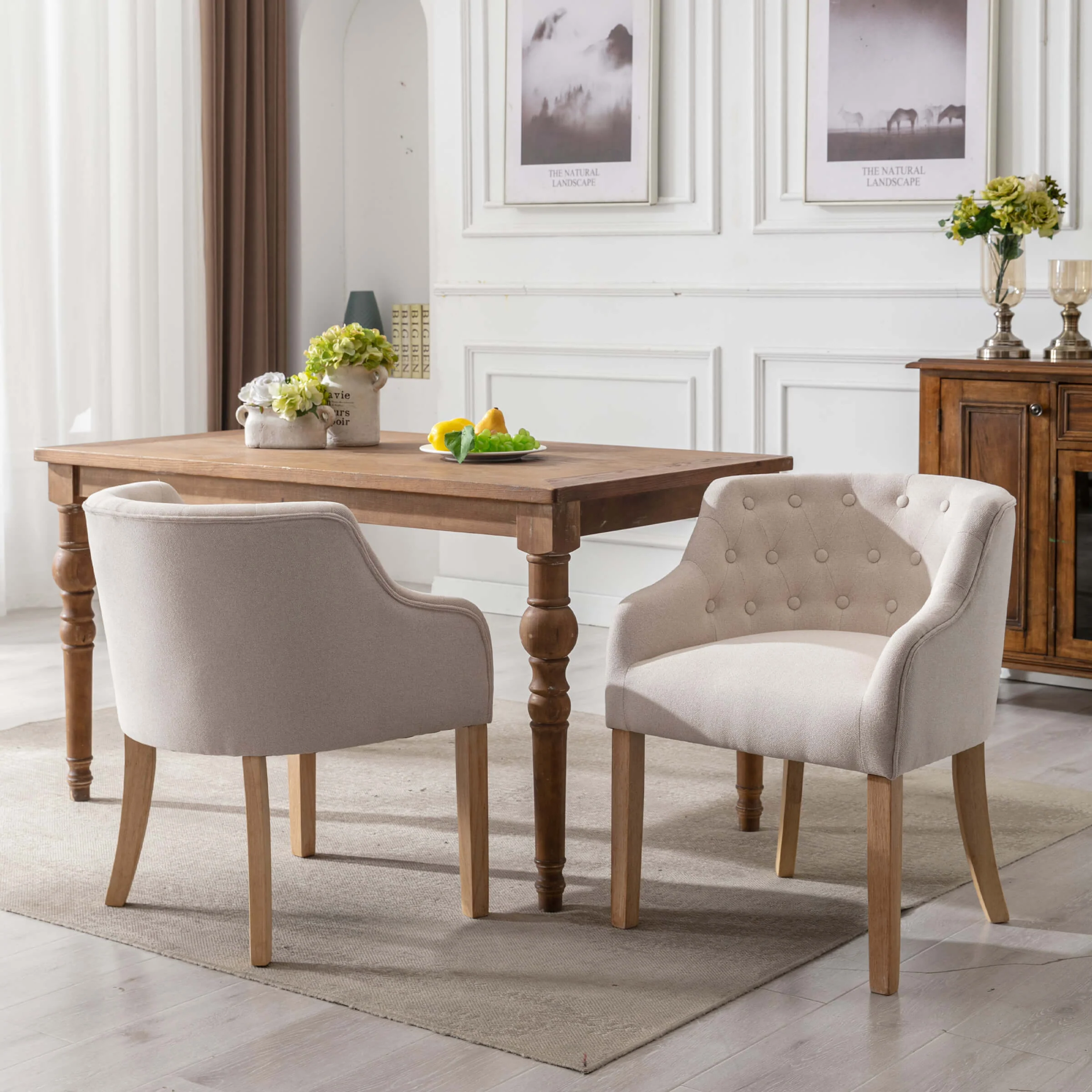 Mid-Century Barrel Tufted Dining Chairs Set of 2 - 8327DC - Image 2