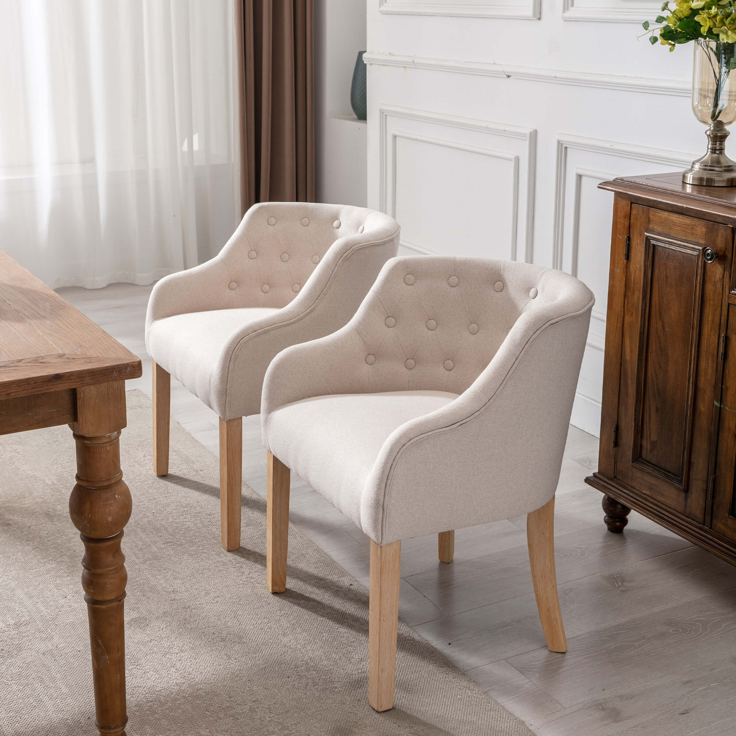 Mid-Century Barrel Tufted Dining Chairs Set of 2 - 8327DC - Image 3