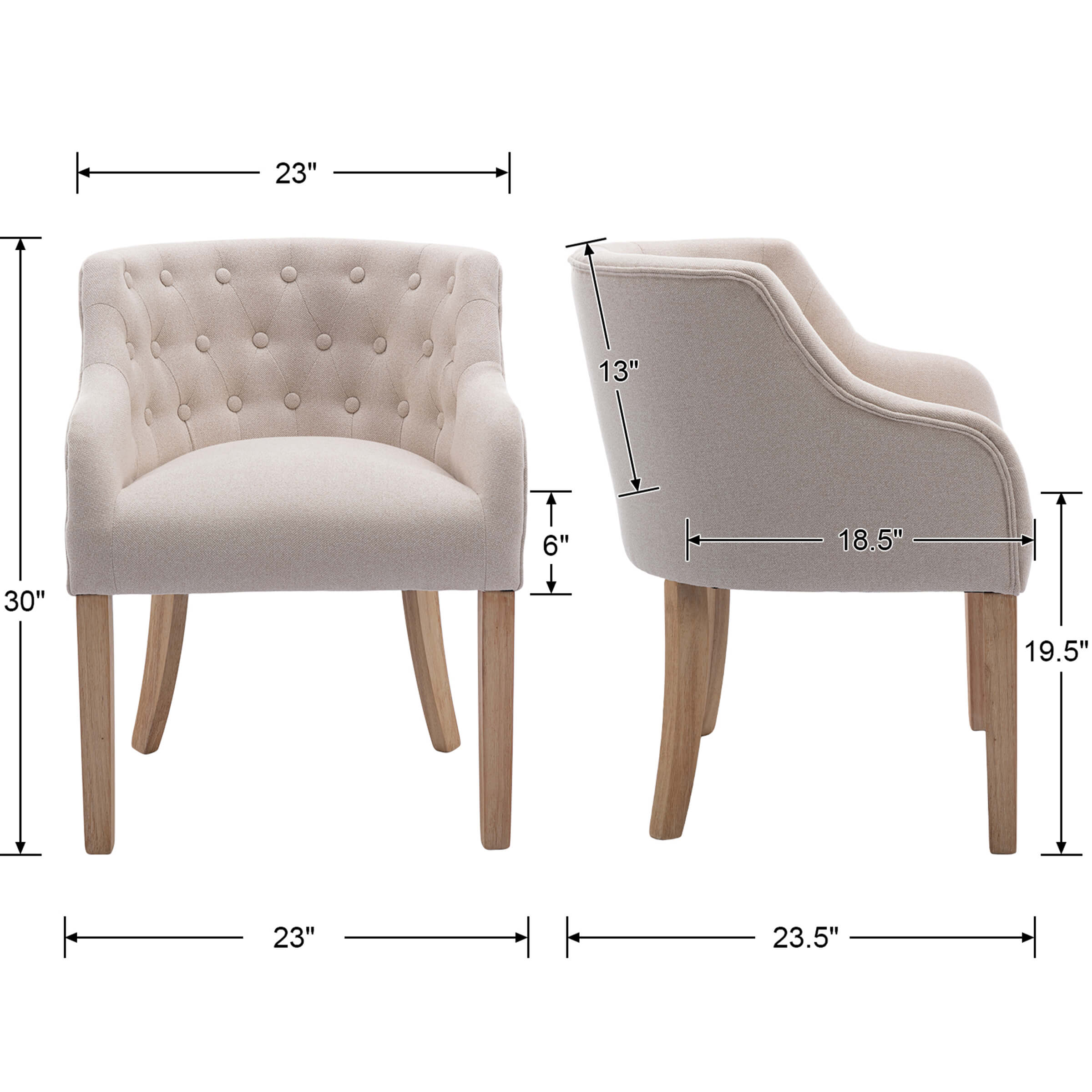 Mid-Century Barrel Tufted Dining Chairs Set of 2 - 8327DC - Image 9