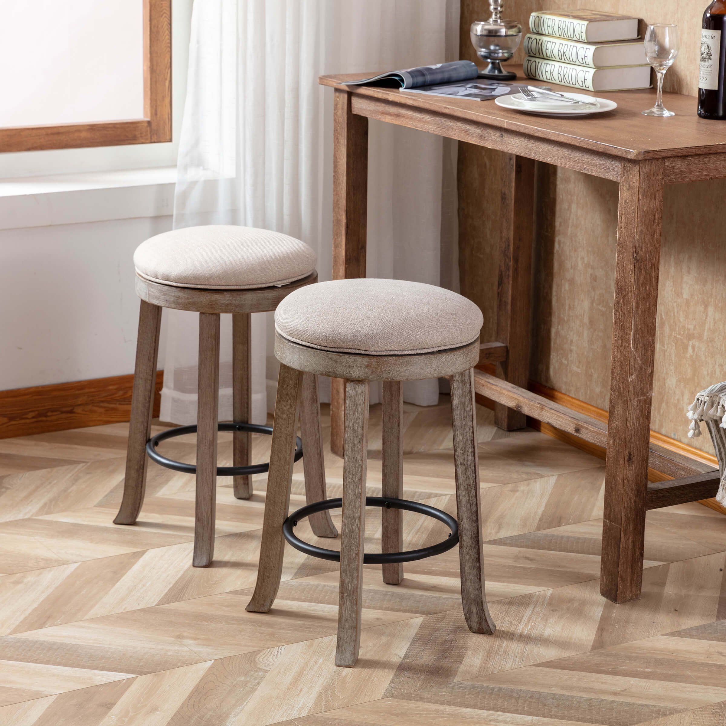 26"H Backless Swivel Counter Stools Set of 2 - 5653CS - Image 4