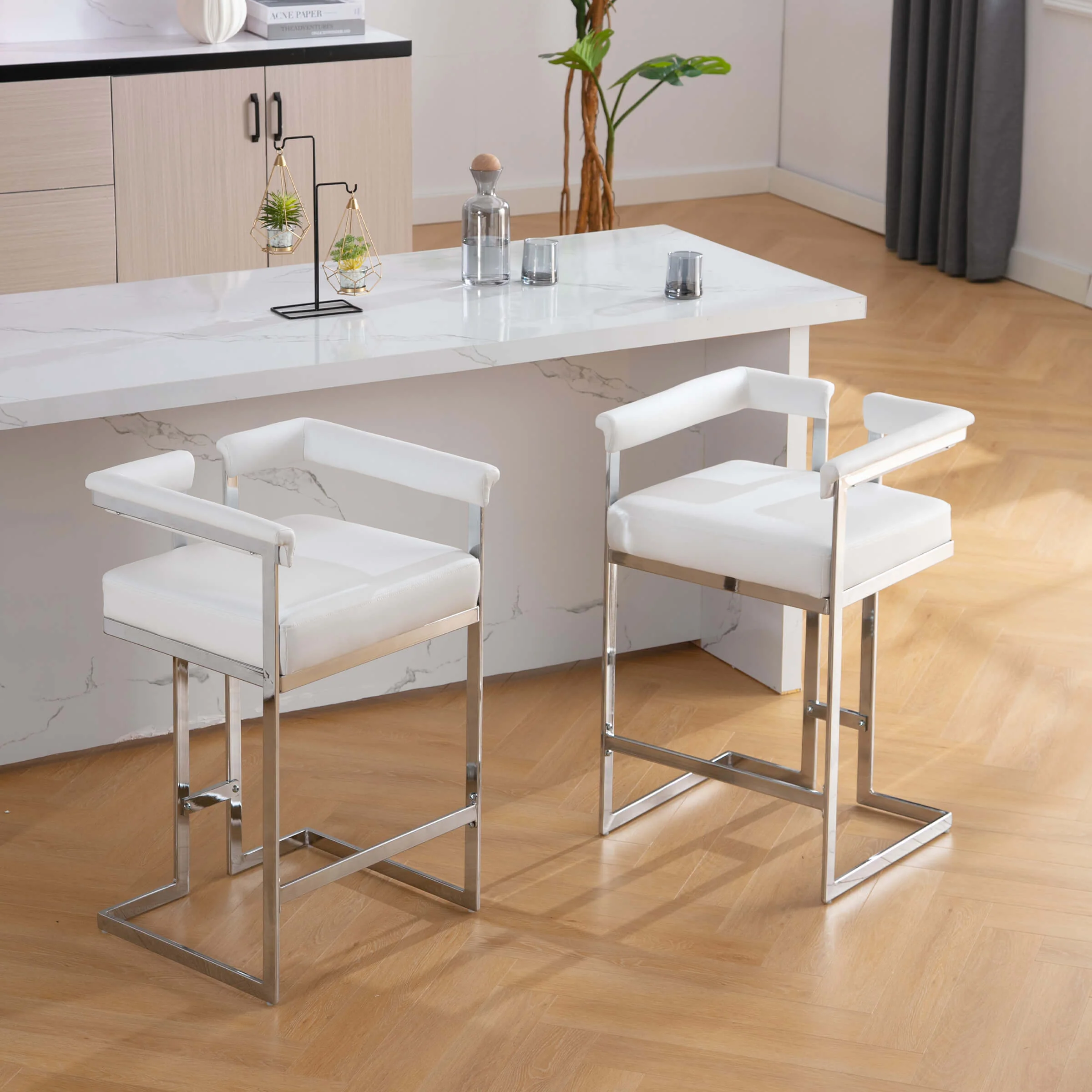26" Modern Metal Finish Counter Stools Set of 2 - 1010CS - Image 11