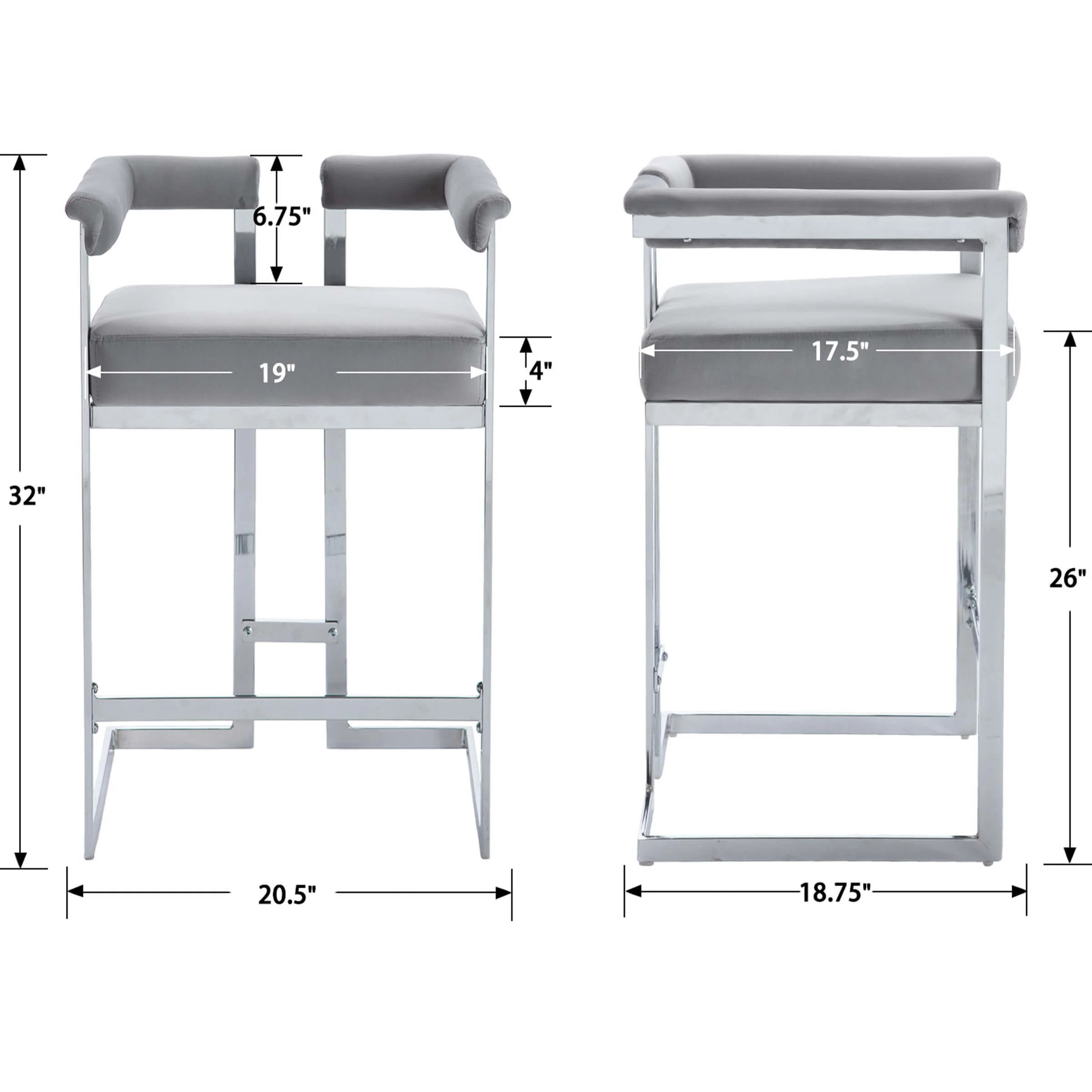 26" Modern Metal Finish Counter Stools Set of 2 - 1010CS - Image 8