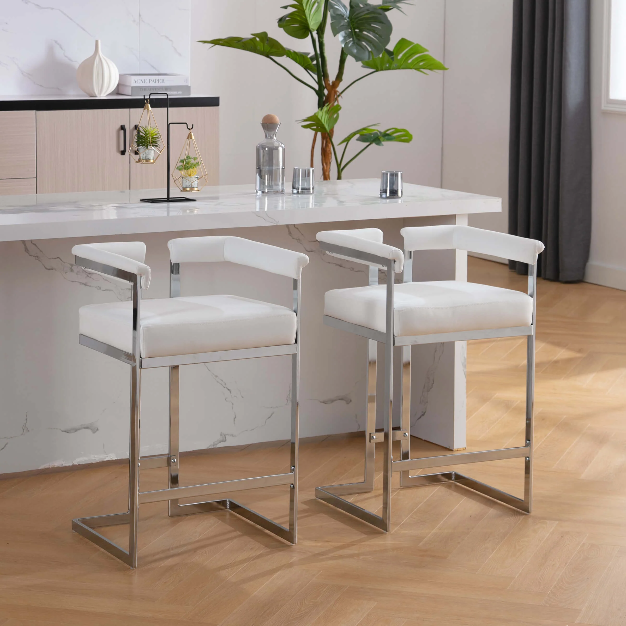 26" Modern Metal Finish Counter Stools Set of 2 - 1010CS - Image 9