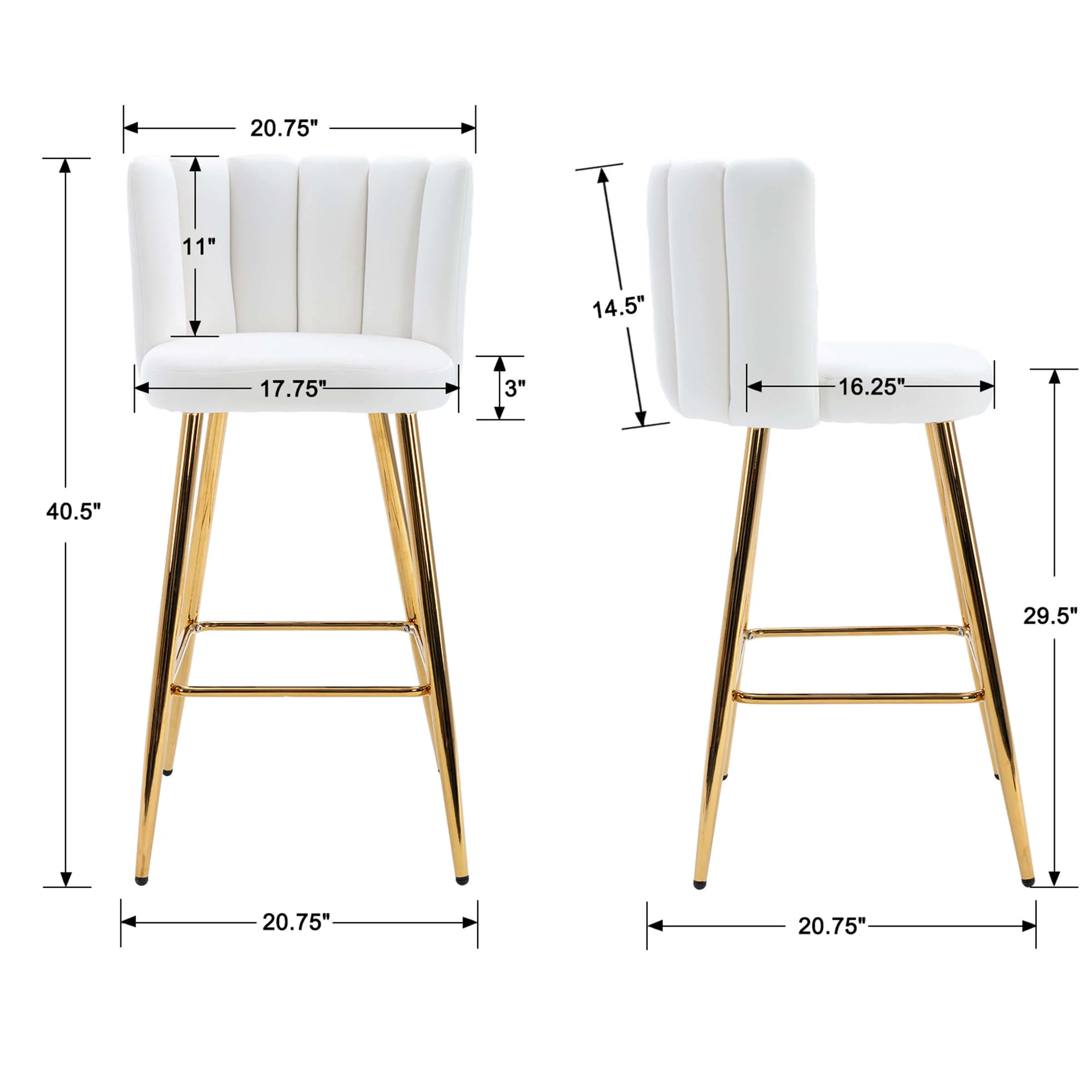 26"H Counter Stools With Gold Metal Legs Set of 2 - 9029CS - Image 31