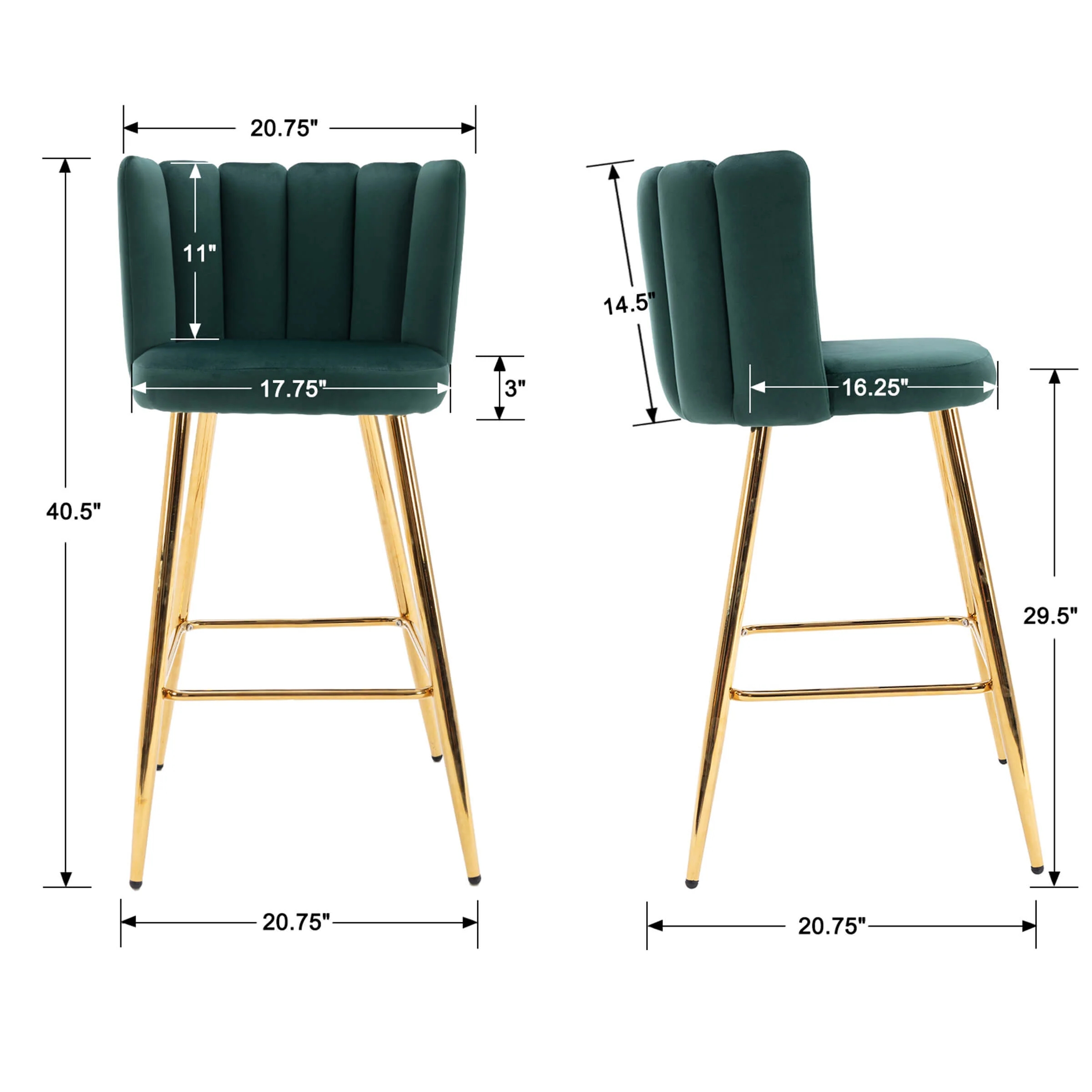 26"H Counter Stools With Gold Metal Legs Set of 2 - 9029CS - Image 37