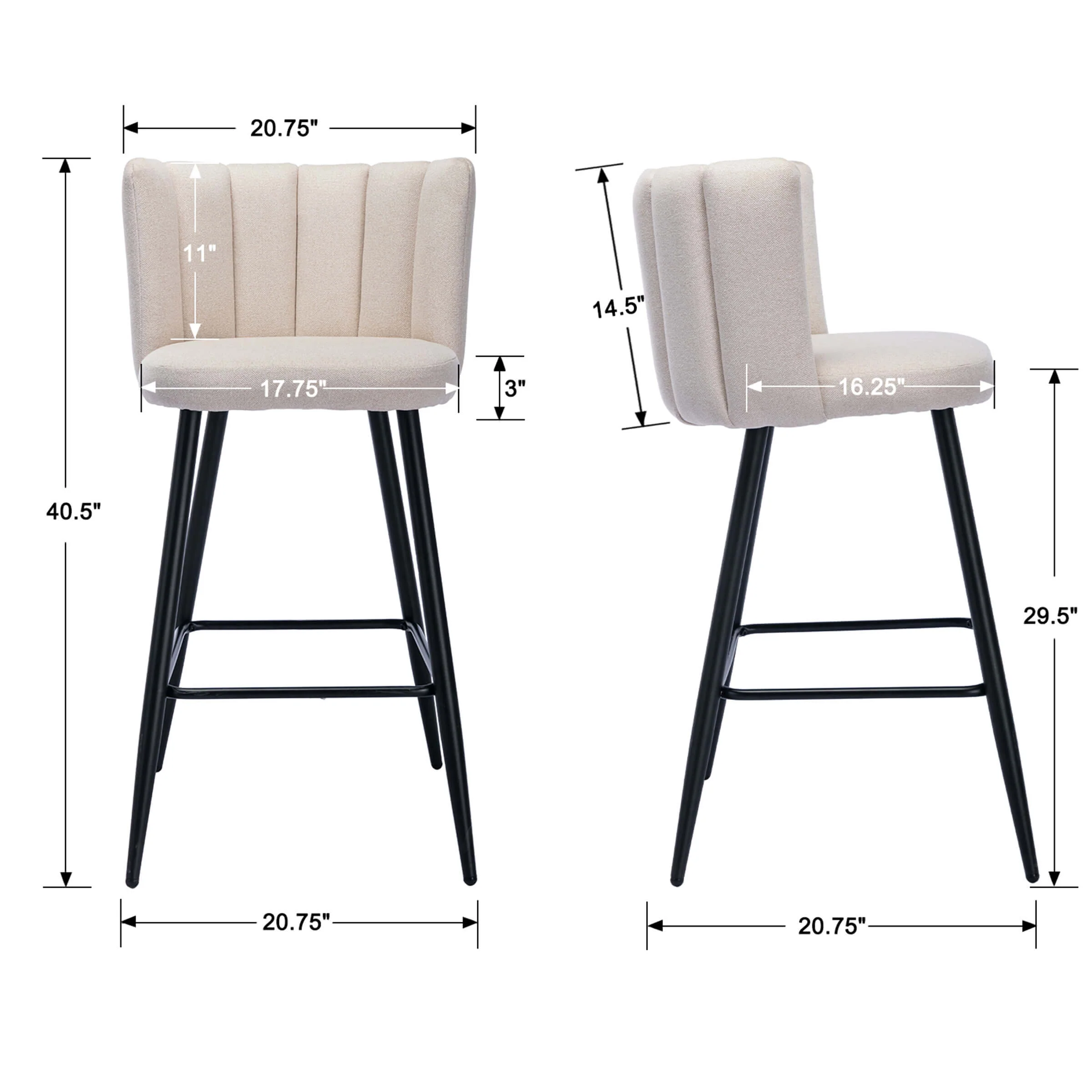 26"H Counter Stools With Gold Metal Legs Set of 2 - 9029CS - Image 44