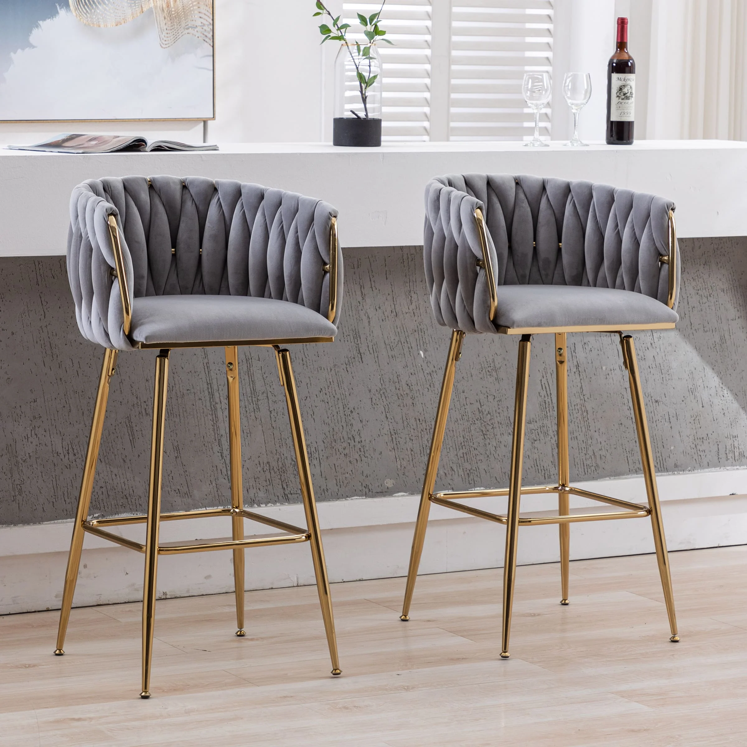 26"H Swivel Gold Base Counter Stools Set of 2 - 6022CS - Image 10