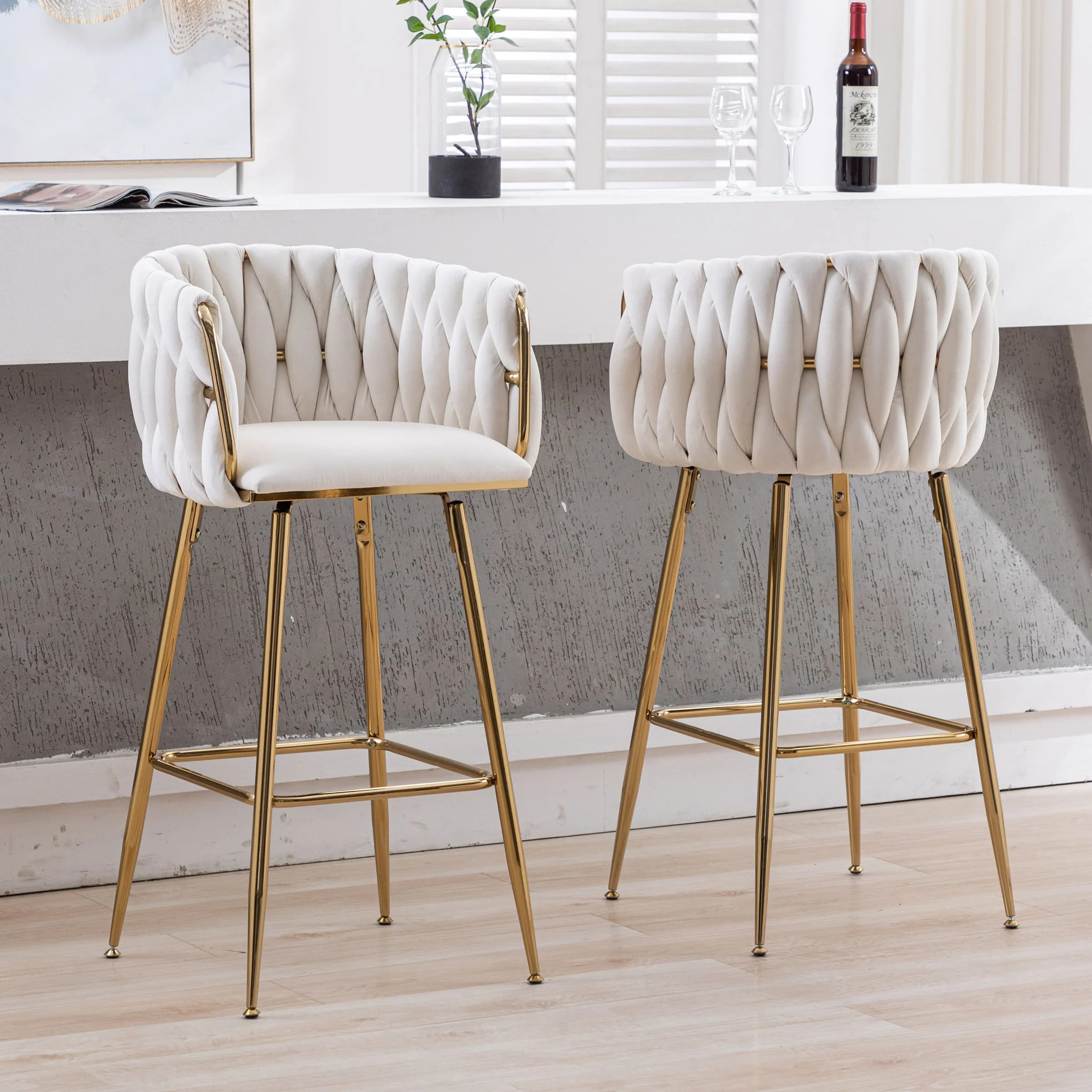 26"H Swivel Gold Base Counter Stools Set of 2 - 6022CS - Image 3
