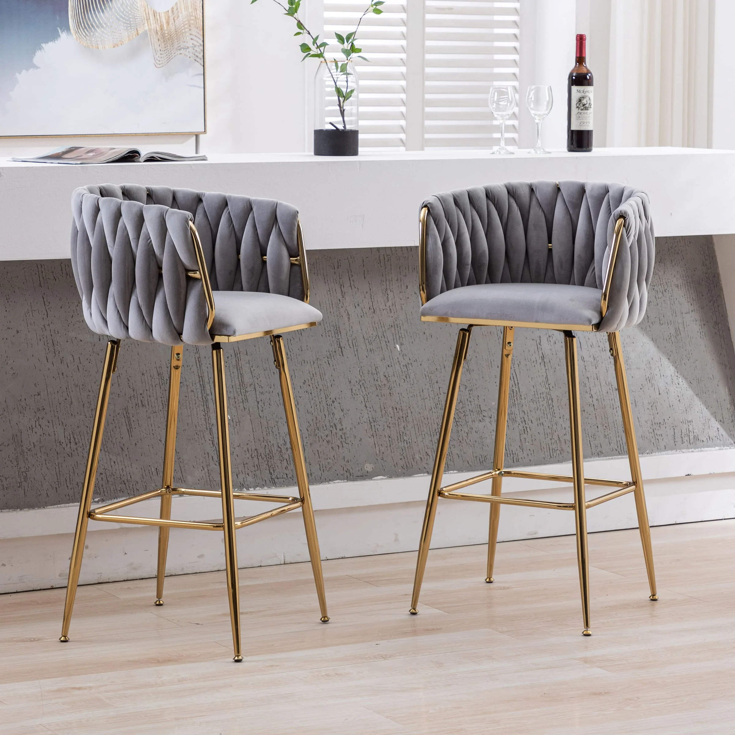 26"H Swivel Gold Base Counter Stools Set of 2 - 6022CS - Image 9