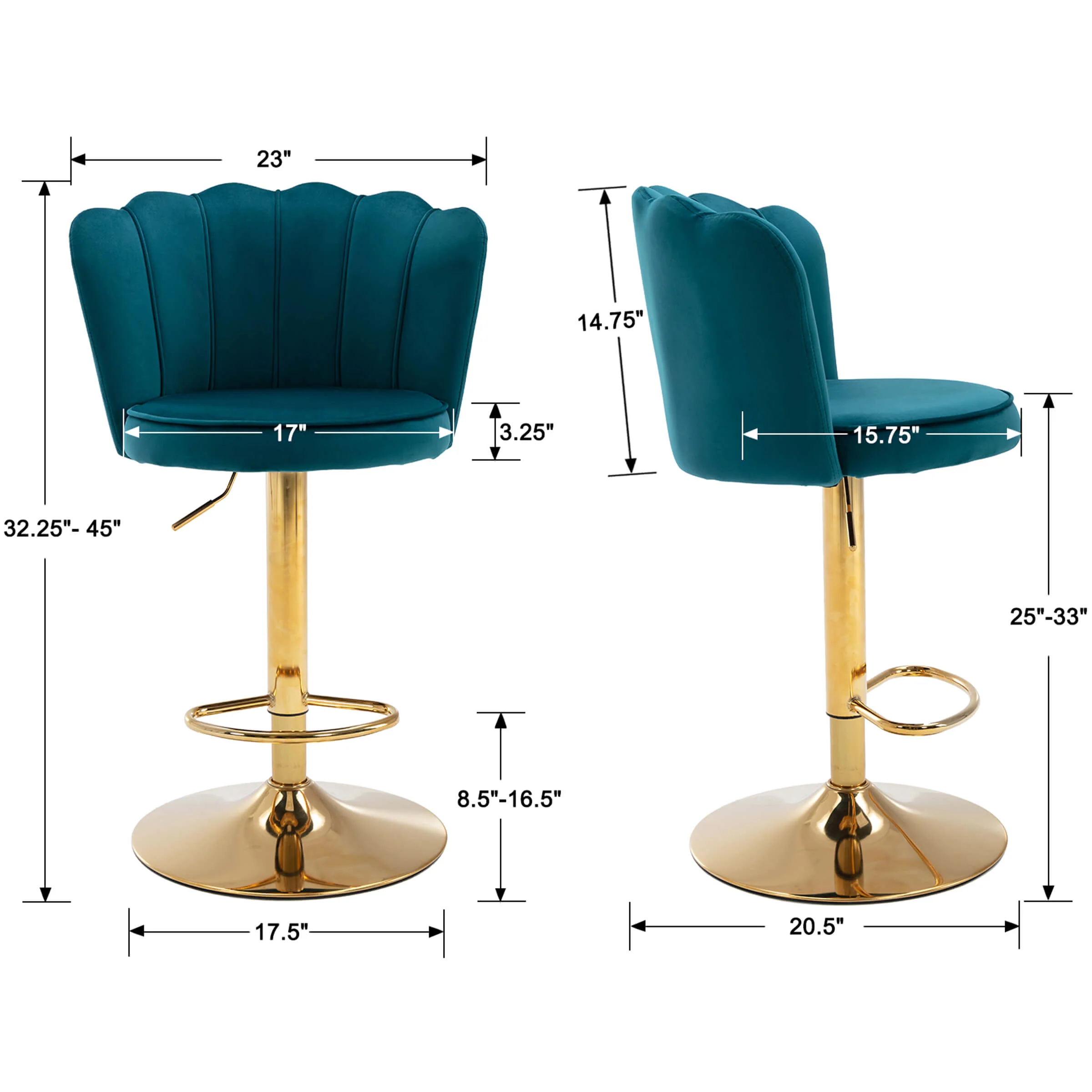 Adjustable Swivel Bar Stools Set of 2 - 2205AB - Image 8