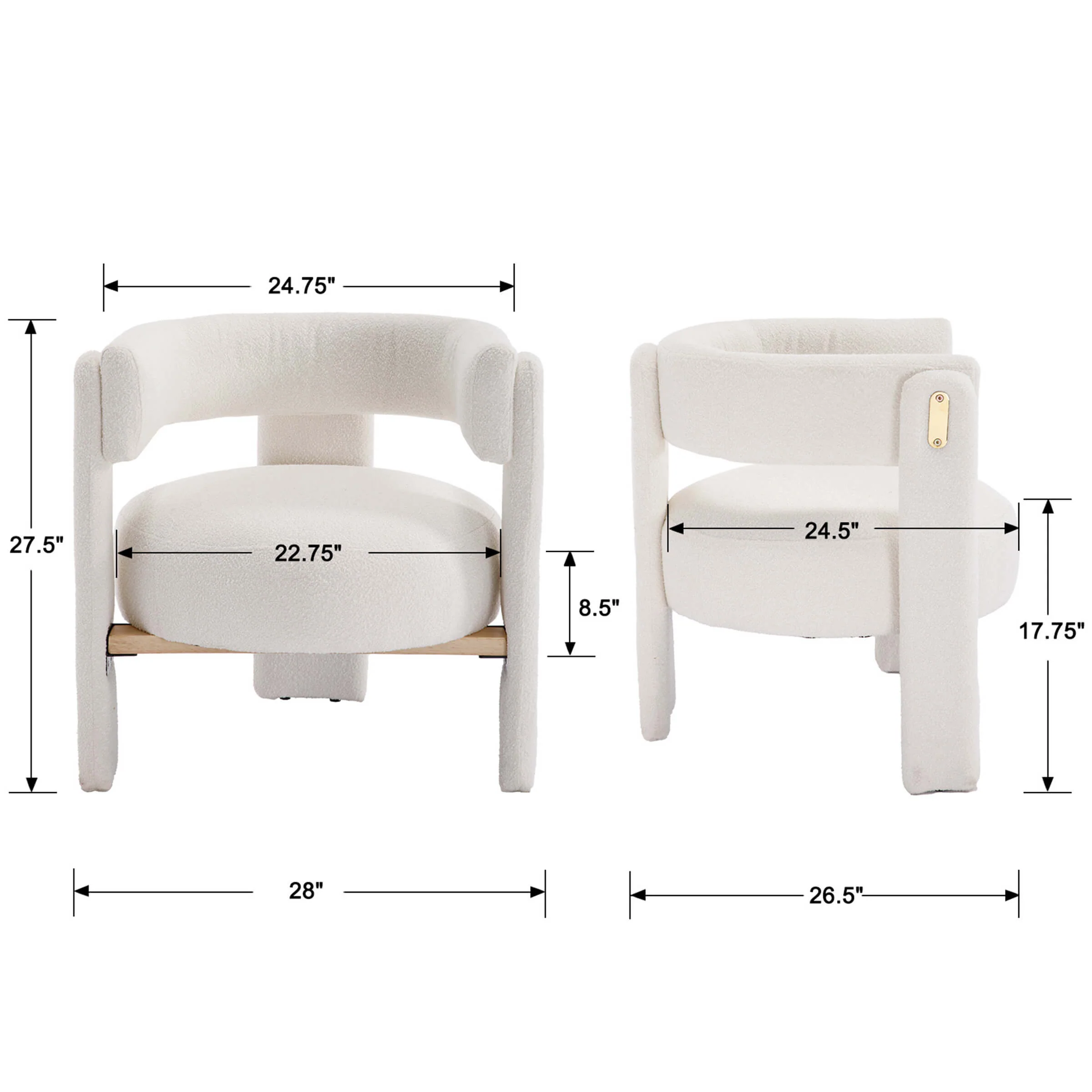 Barrel Open Back Accent Chair 1 PCS - 3974AC - Image 9