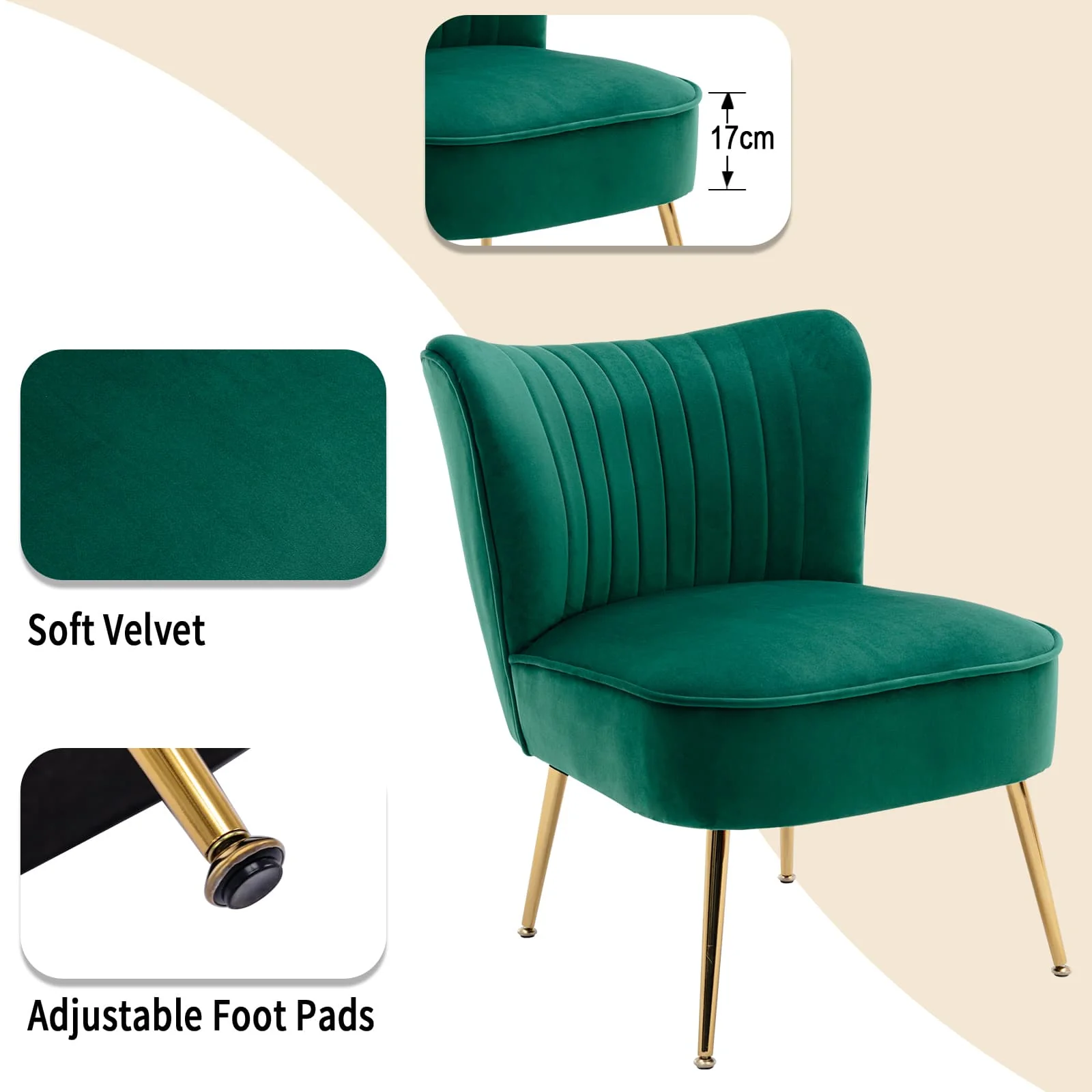 Mid Century Armless Accent Chairs Set of 2 - XXX6AC - Image 15