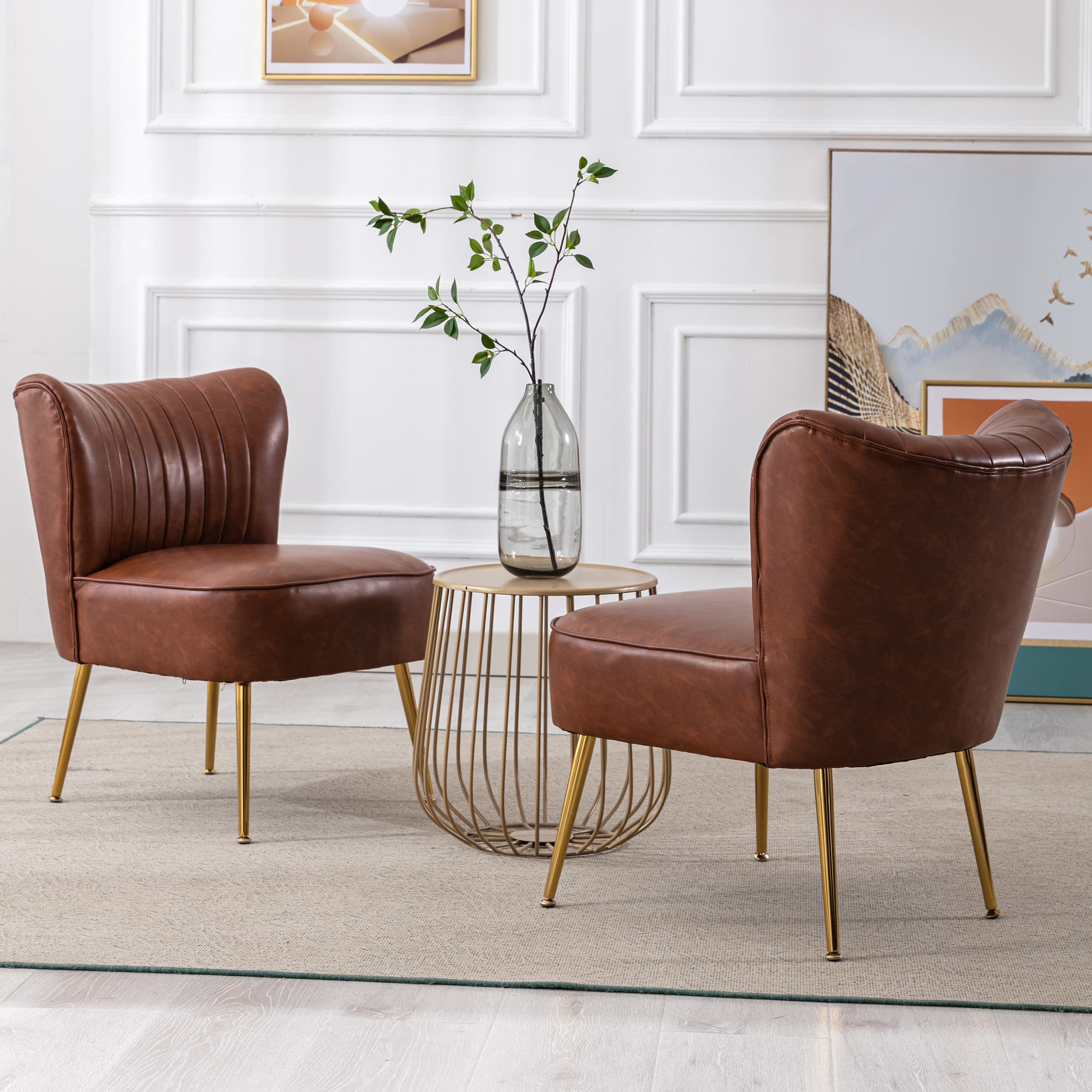 Mid Century Armless Accent Chairs Set of 2 - XXX6AC - Image 2