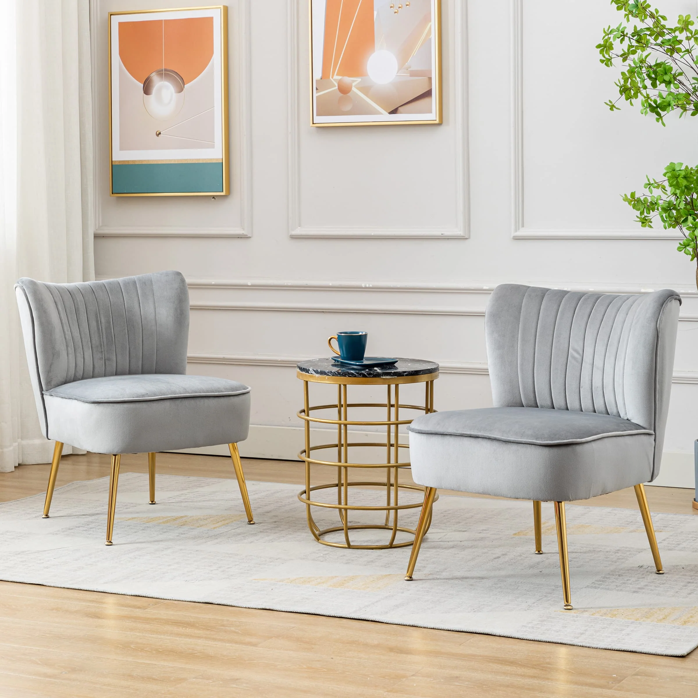 Mid Century Armless Accent Chairs Set of 2 - XXX6AC - Image 24