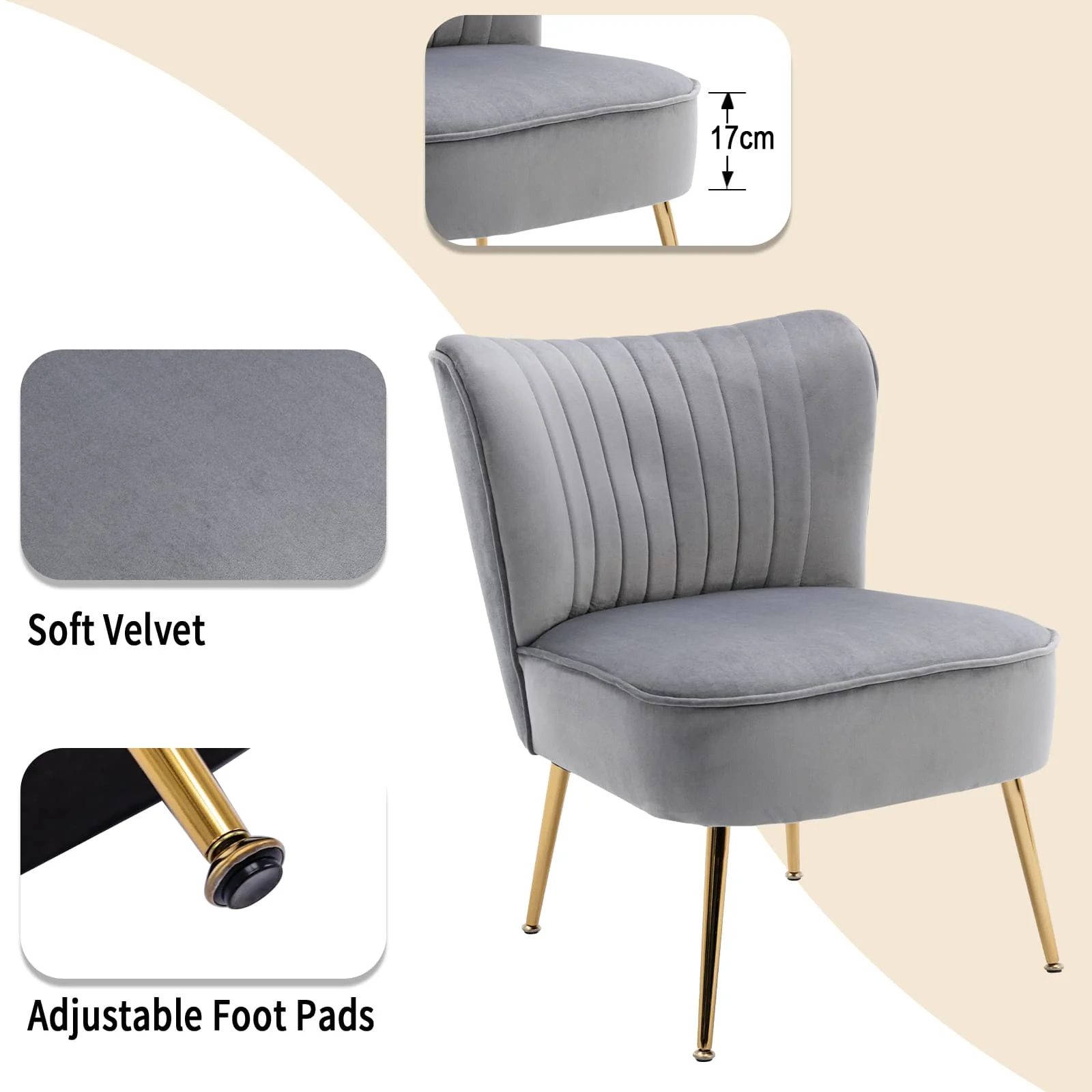Mid Century Armless Accent Chairs Set of 2 - XXX6AC - Image 29