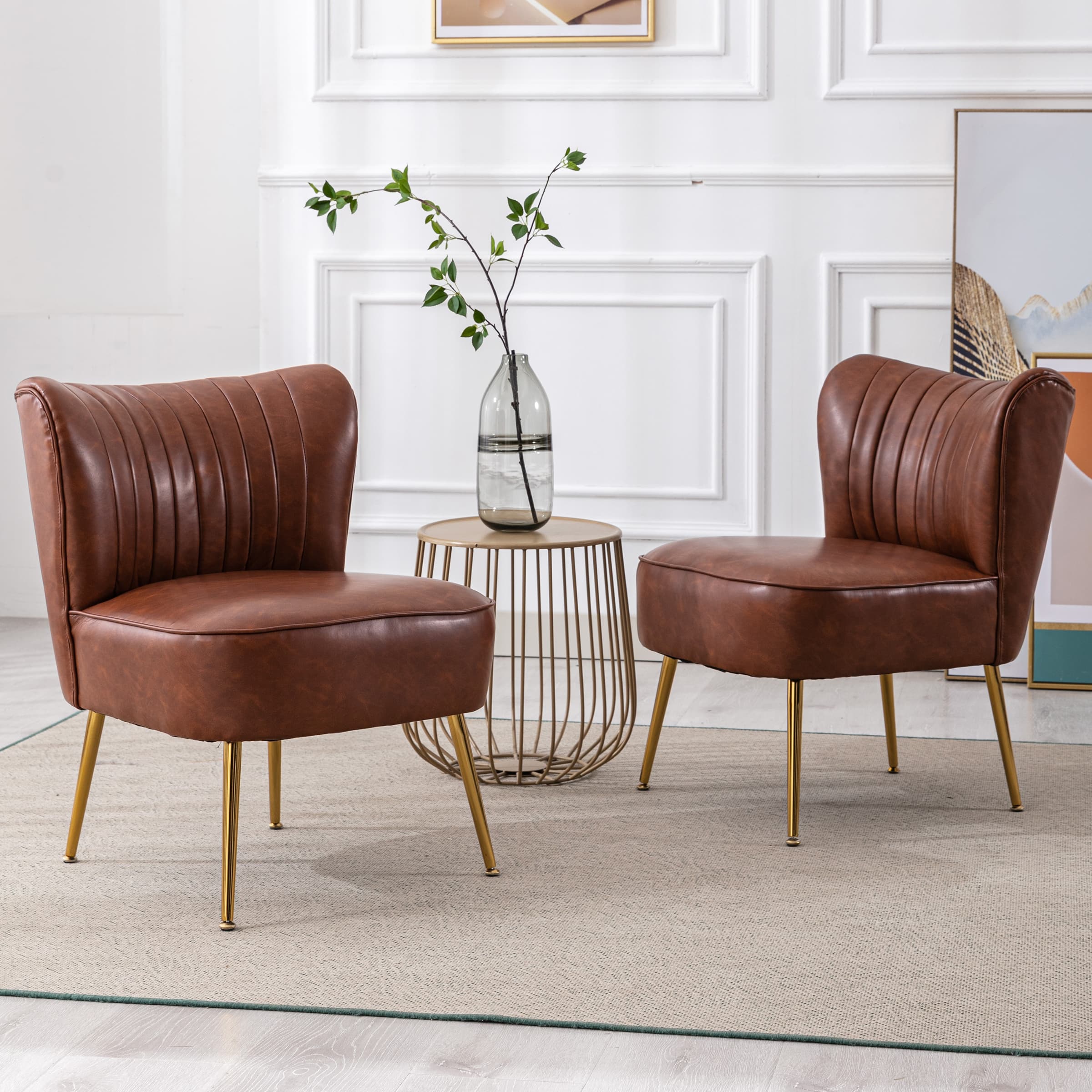 Mid Century Armless Accent Chairs Set of 2 - XXX6AC - Image 3