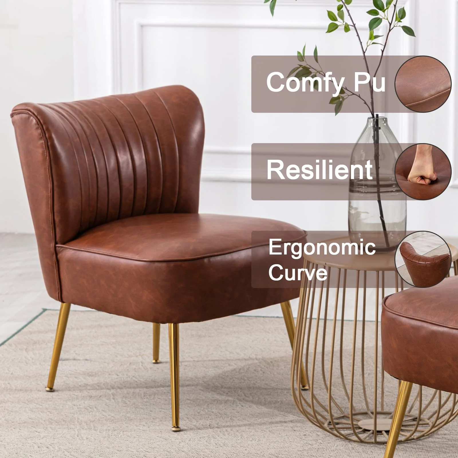 Mid Century Armless Accent Chairs Set of 2 - XXX6AC - Image 4