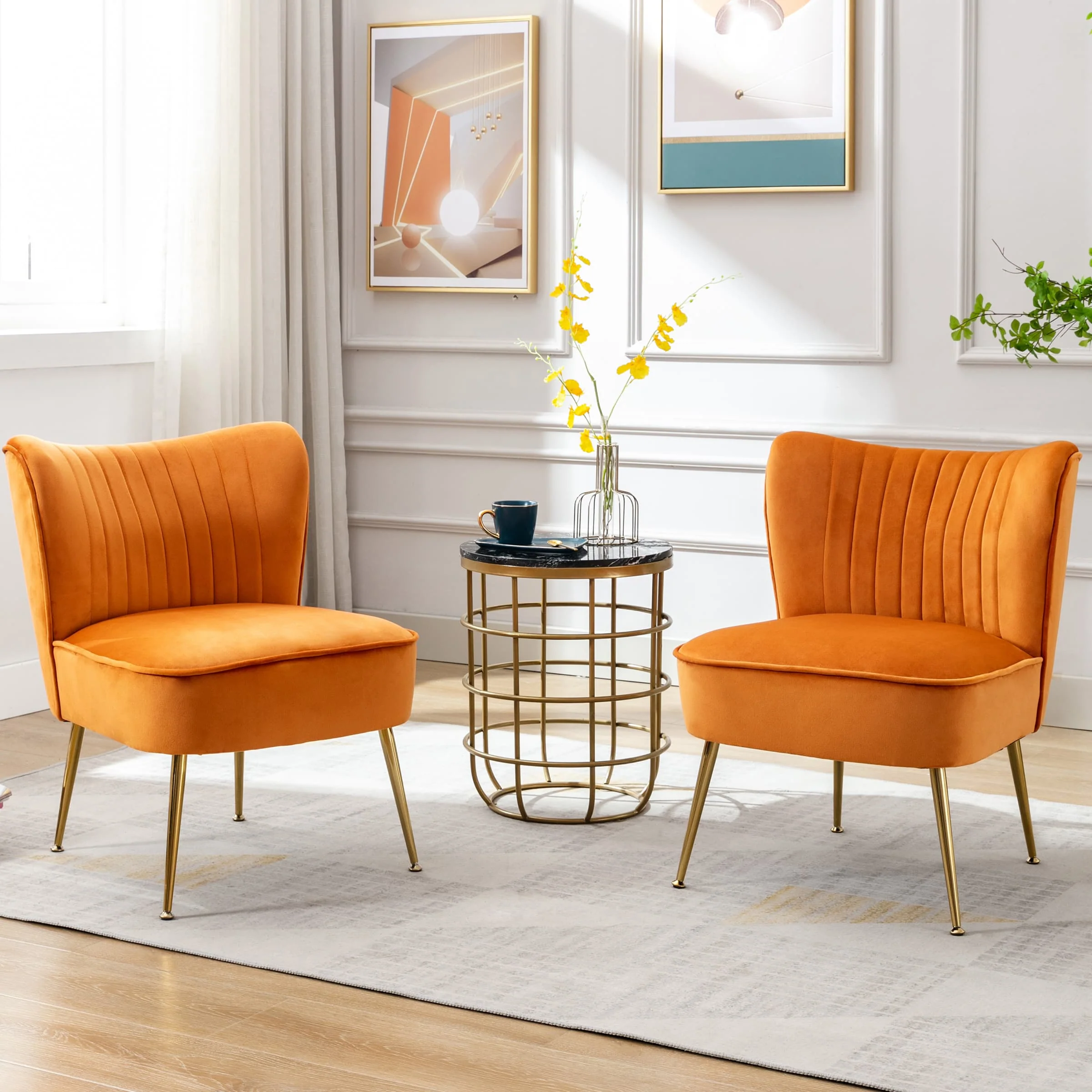 Mid Century Armless Accent Chairs Set of 2 - XXX6AC - Image 42