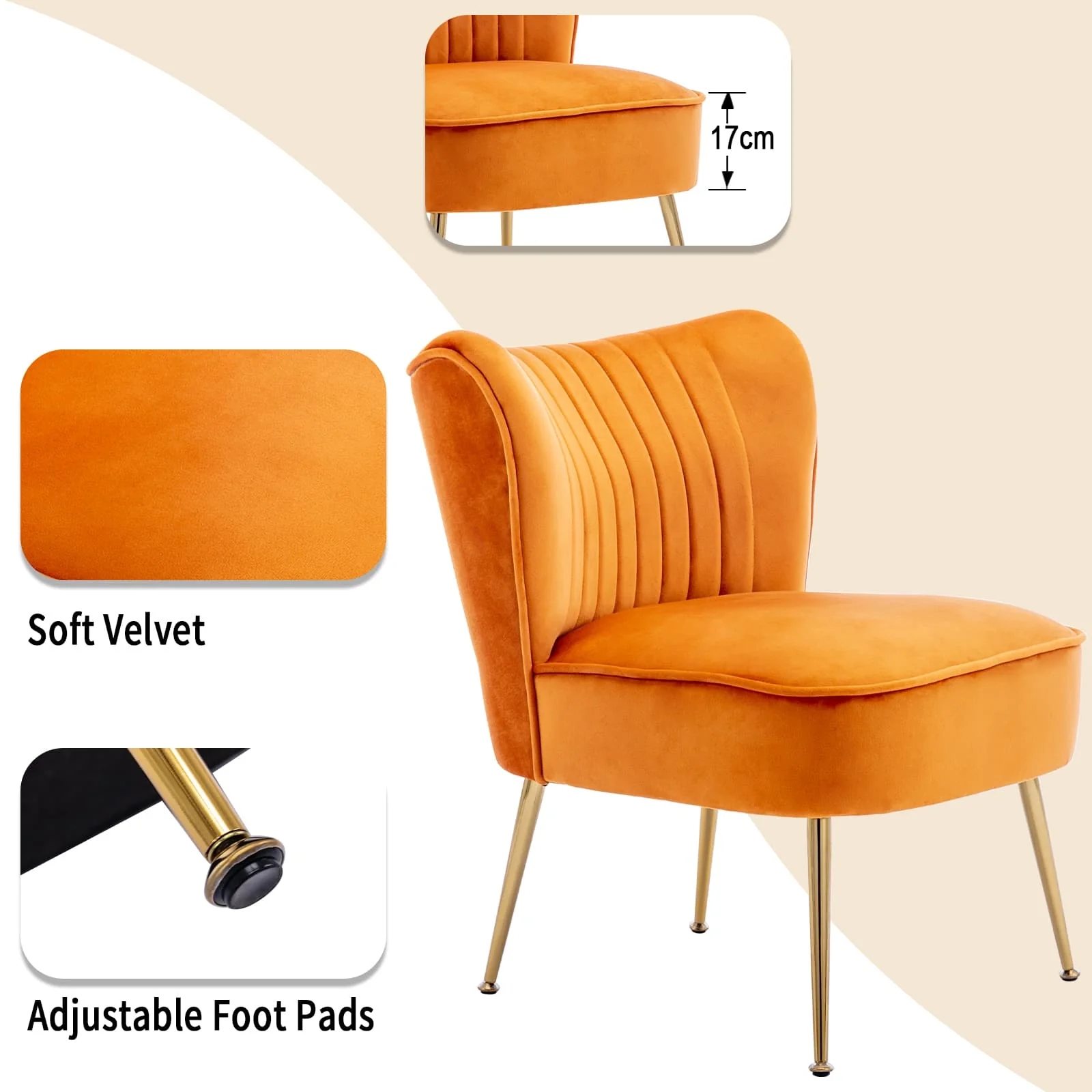 Mid Century Armless Accent Chairs Set of 2 - XXX6AC - Image 45