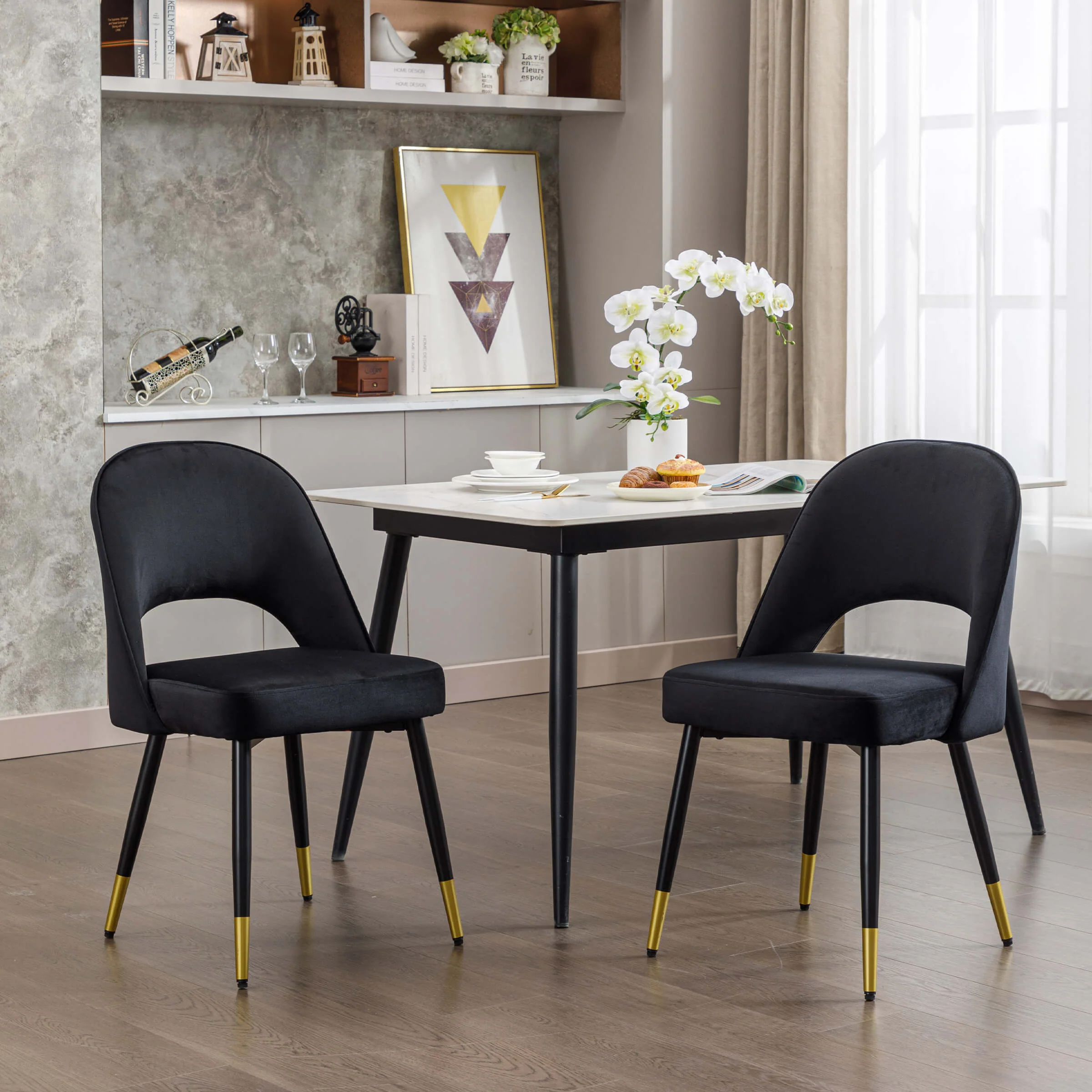 Modern Cut-Out Armless Dining Chairs Set of 2 - 3058DC - Image 16