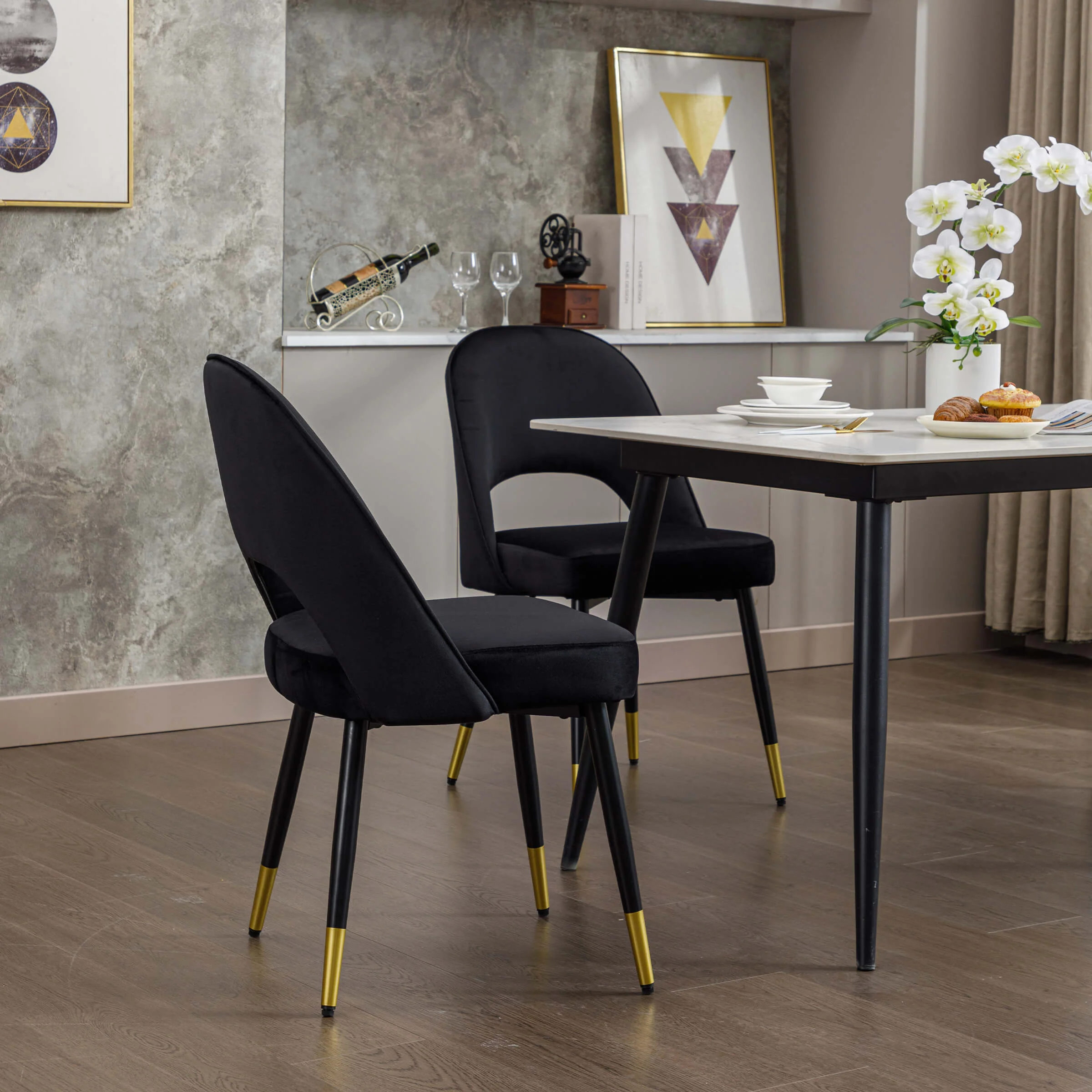 Modern Cut-Out Armless Dining Chairs Set of 2 - 3058DC - Image 17