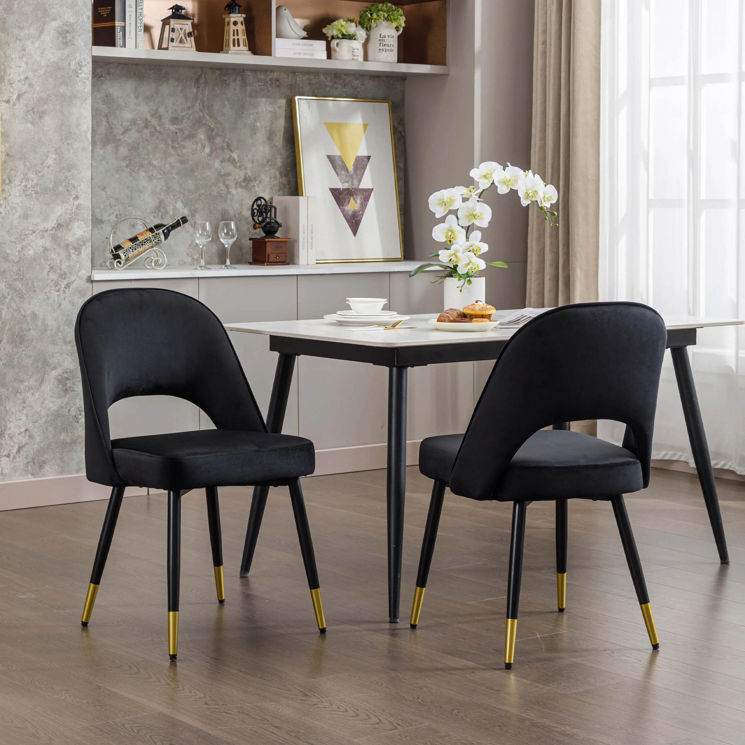 Modern Cut-Out Armless Dining Chairs Set of 2 - 3058DC - Image 18