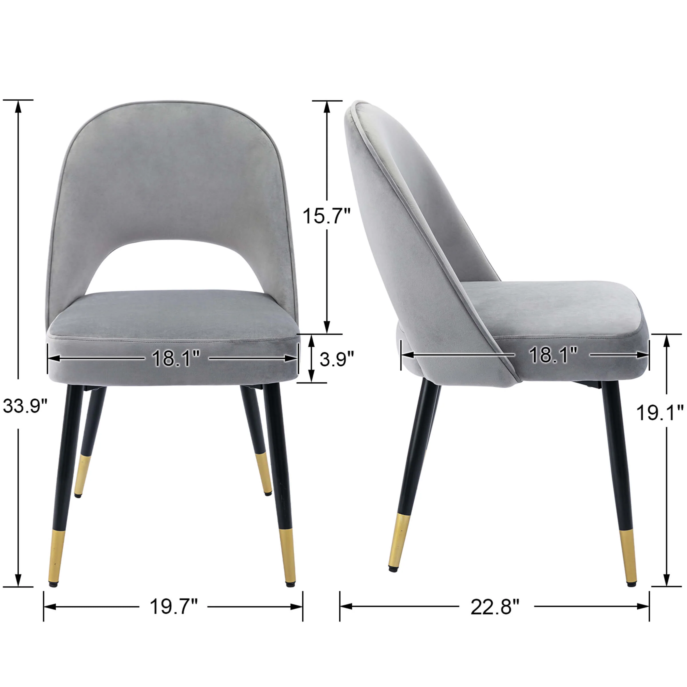 Modern Cut-Out Armless Dining Chairs Set of 2 - 3058DC - Image 9