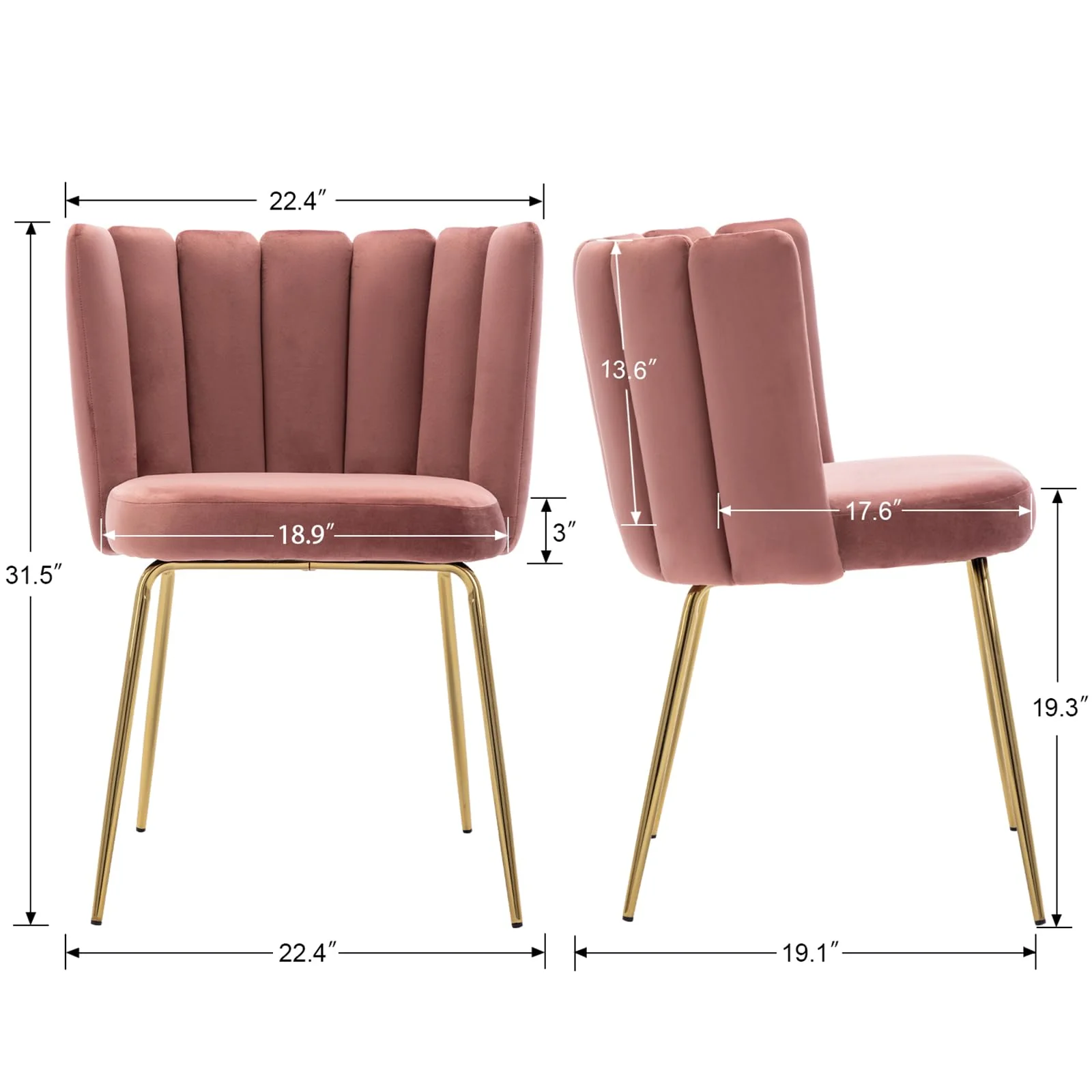 Modern Metal Legs Dining Chairs Set of 2 - 9029DC - Image 11