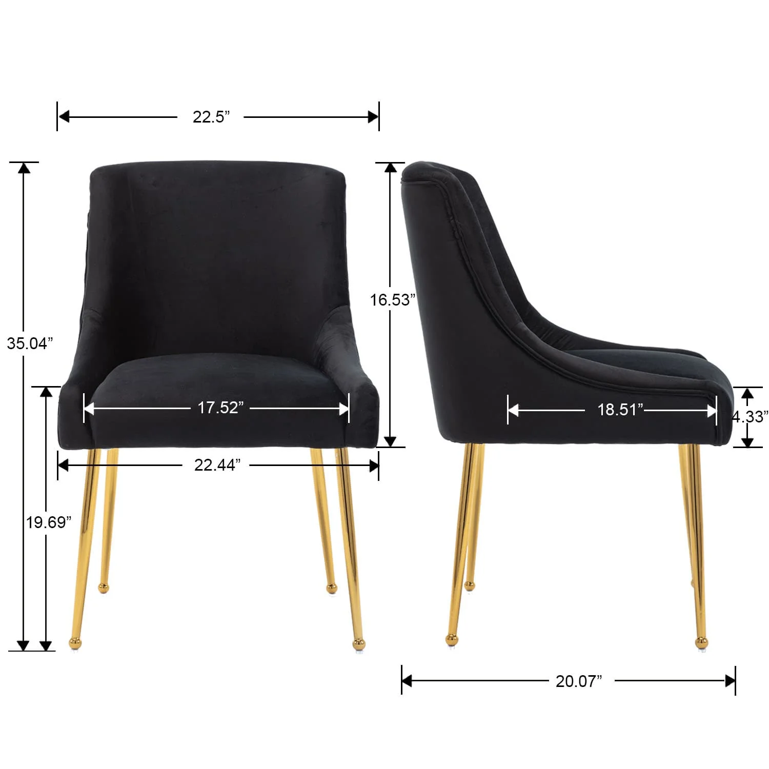 Modern Velvet Upholstered Dining Chairs Set of 2 - 1469DC - Image 11