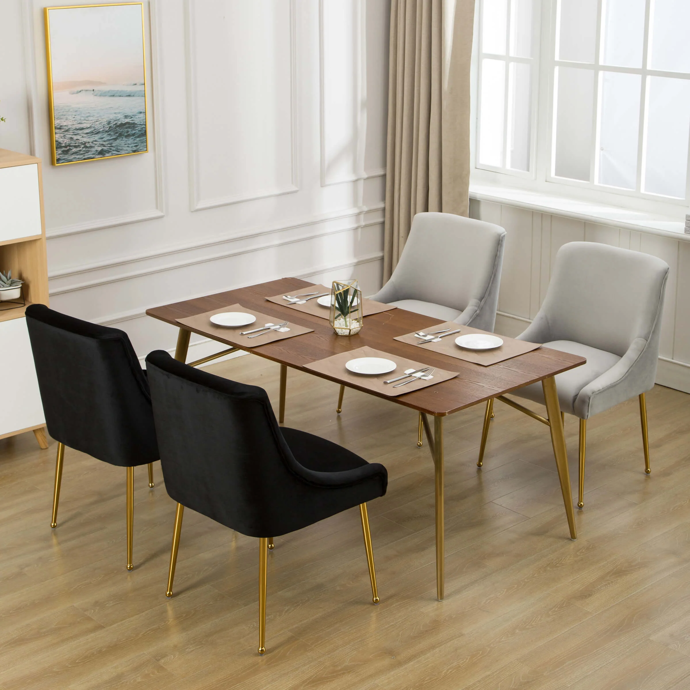 Modern Velvet Upholstered Dining Chairs Set of 2 - 1469DC - Image 13