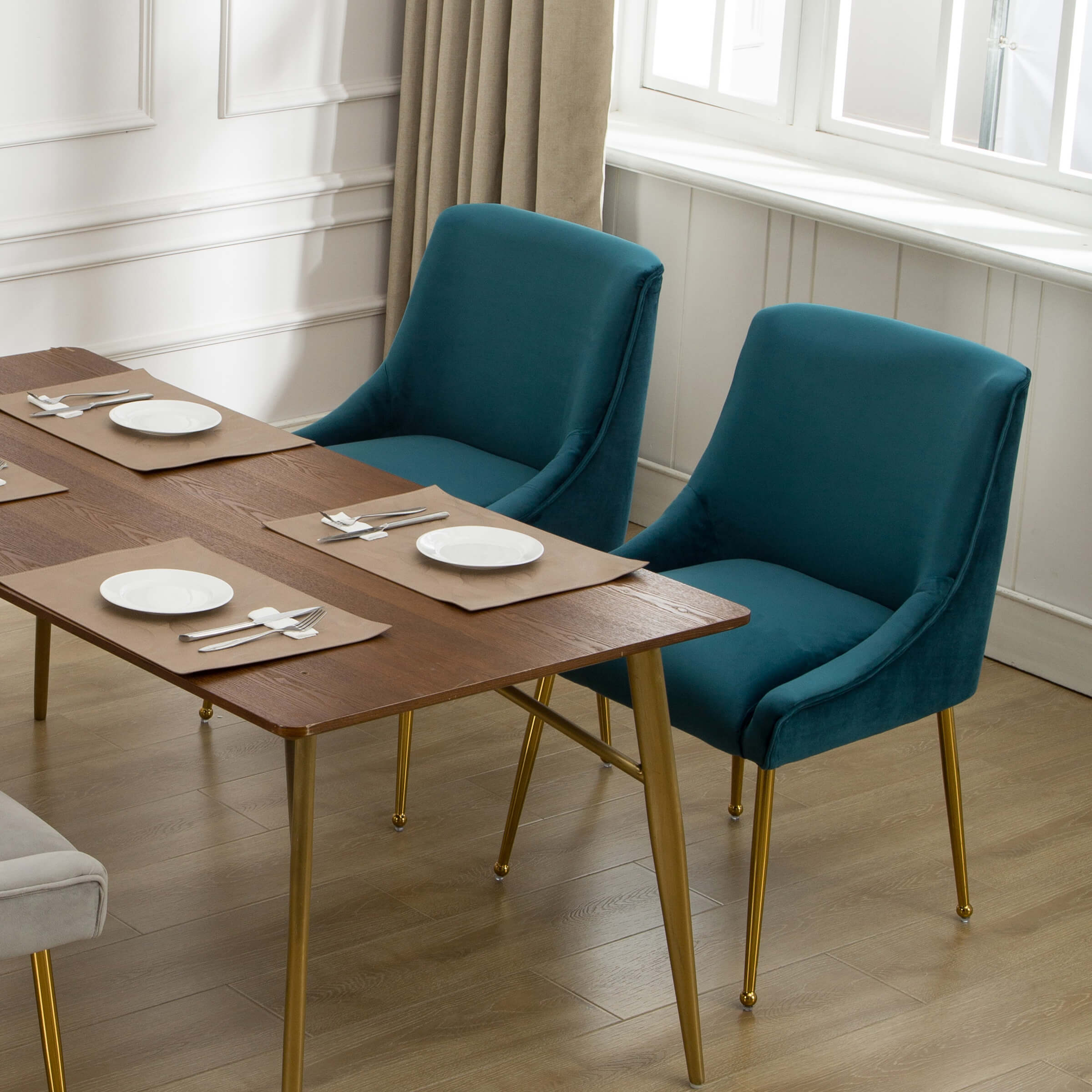 Modern Velvet Upholstered Dining Chairs Set of 2 - 1469DC - Image 2