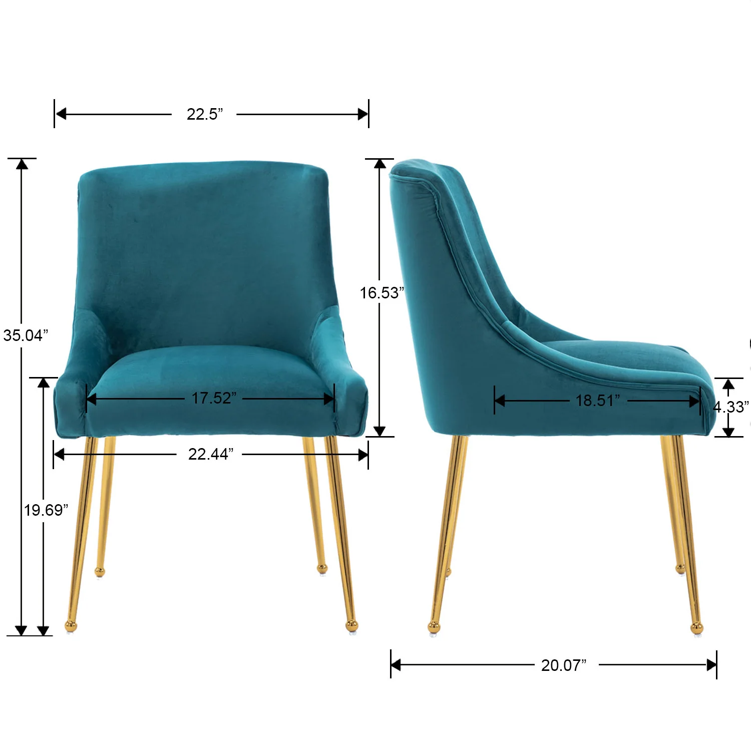 Modern Velvet Upholstered Dining Chairs Set of 2 - 1469DC - Image 6