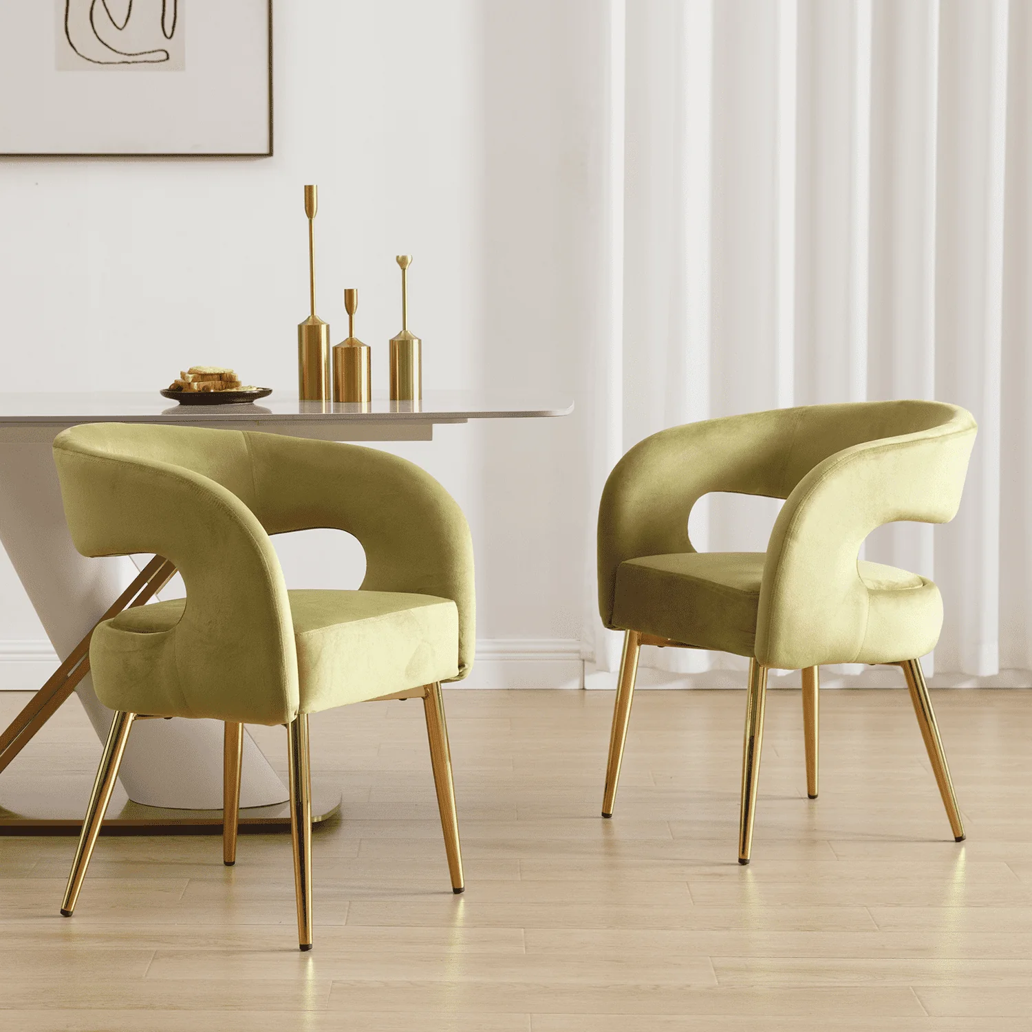 Velvet Upholstered Dining Chairs Set of 2 - 1777DC - Image 11