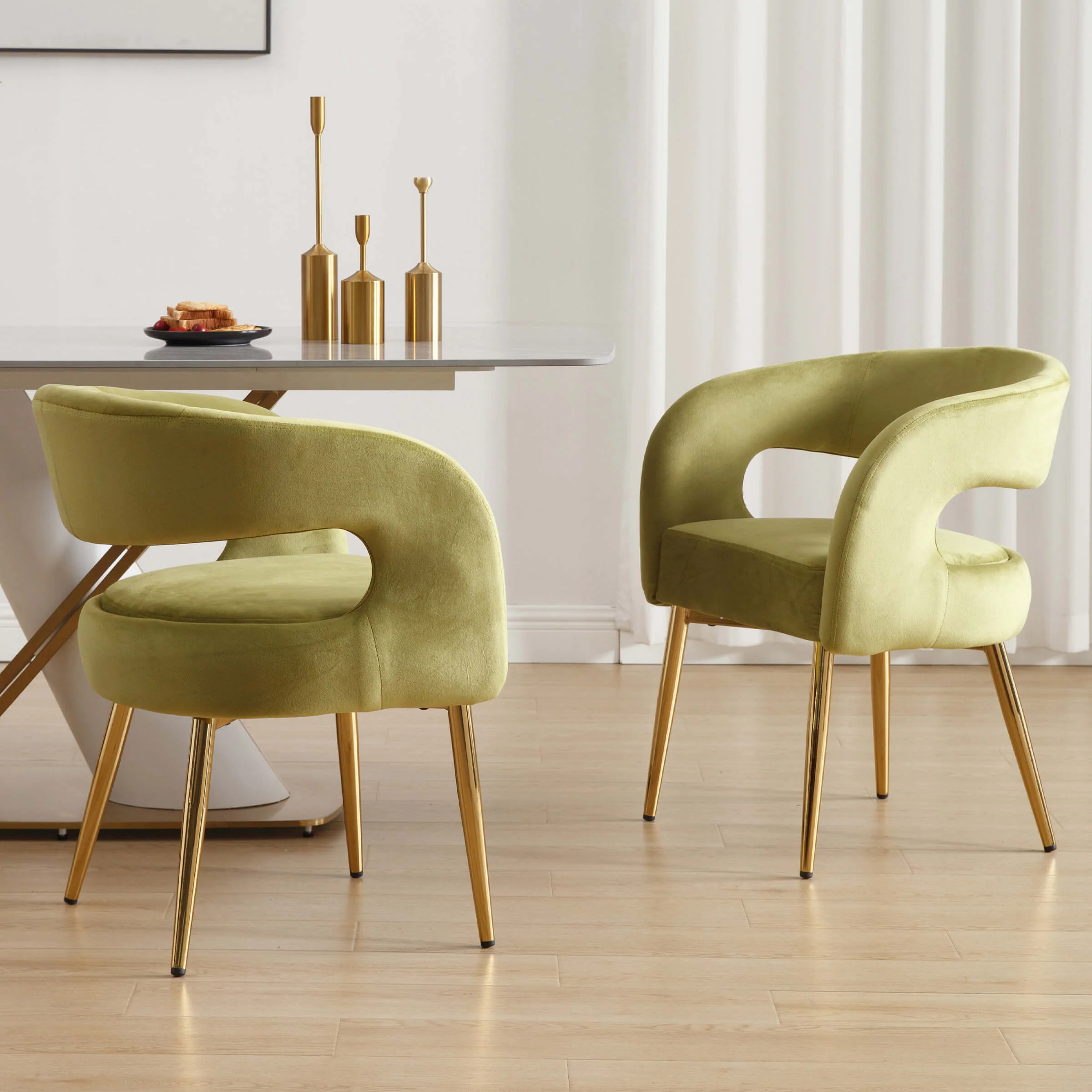 Velvet Upholstered Dining Chairs Set of 2 - 1777DC - Image 12