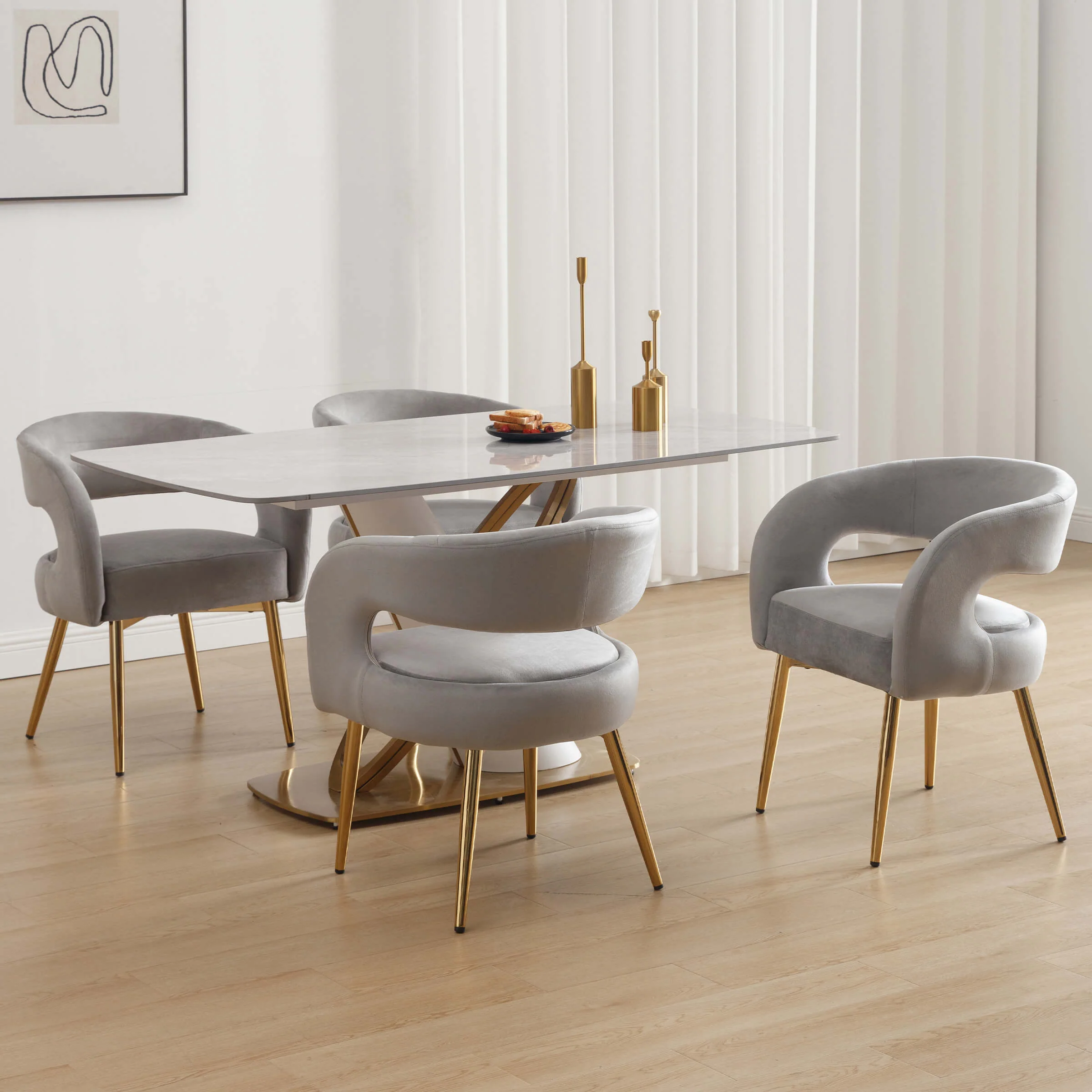 Velvet Upholstered Dining Chairs Set of 2 - 1777DC - Image 22