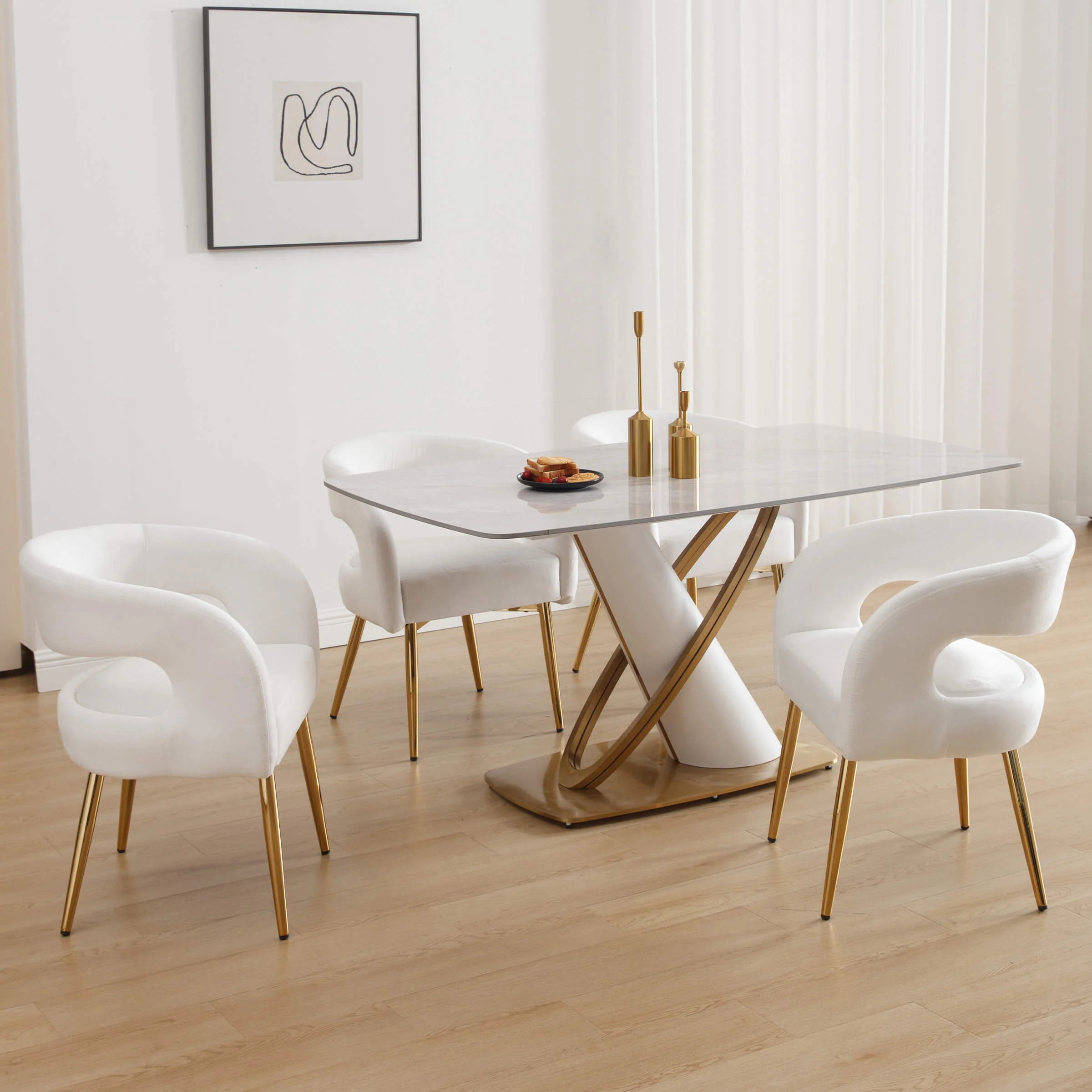 Velvet Upholstered Dining Chairs Set of 2 - 1777DC - Image 4