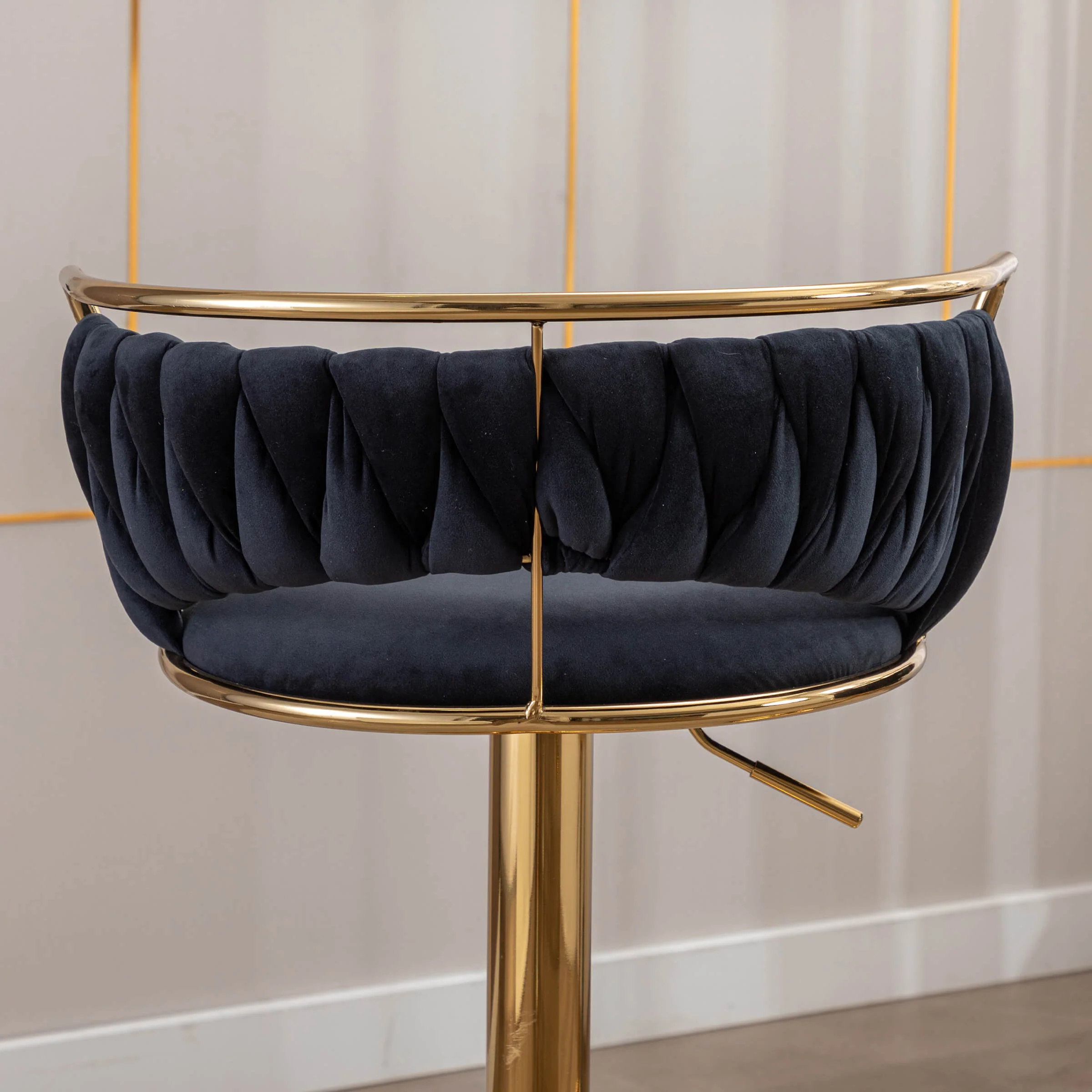 Swivel Adjustable Gold Woven Velvet Bar Stools Set of 2 - 6015AB - Image 20