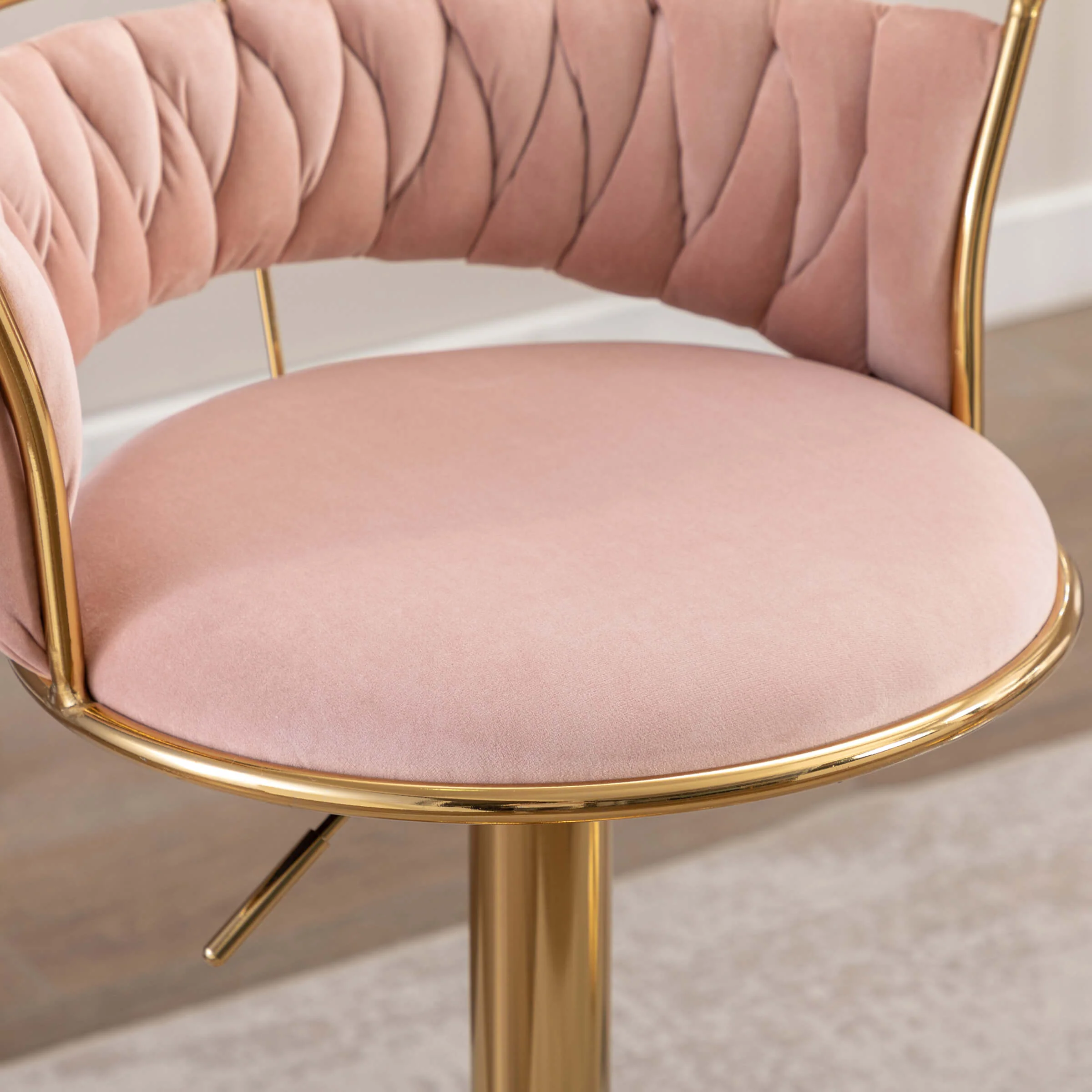 Swivel Adjustable Gold Woven Velvet Bar Stools Set of 2 - 6015AB - Image 26